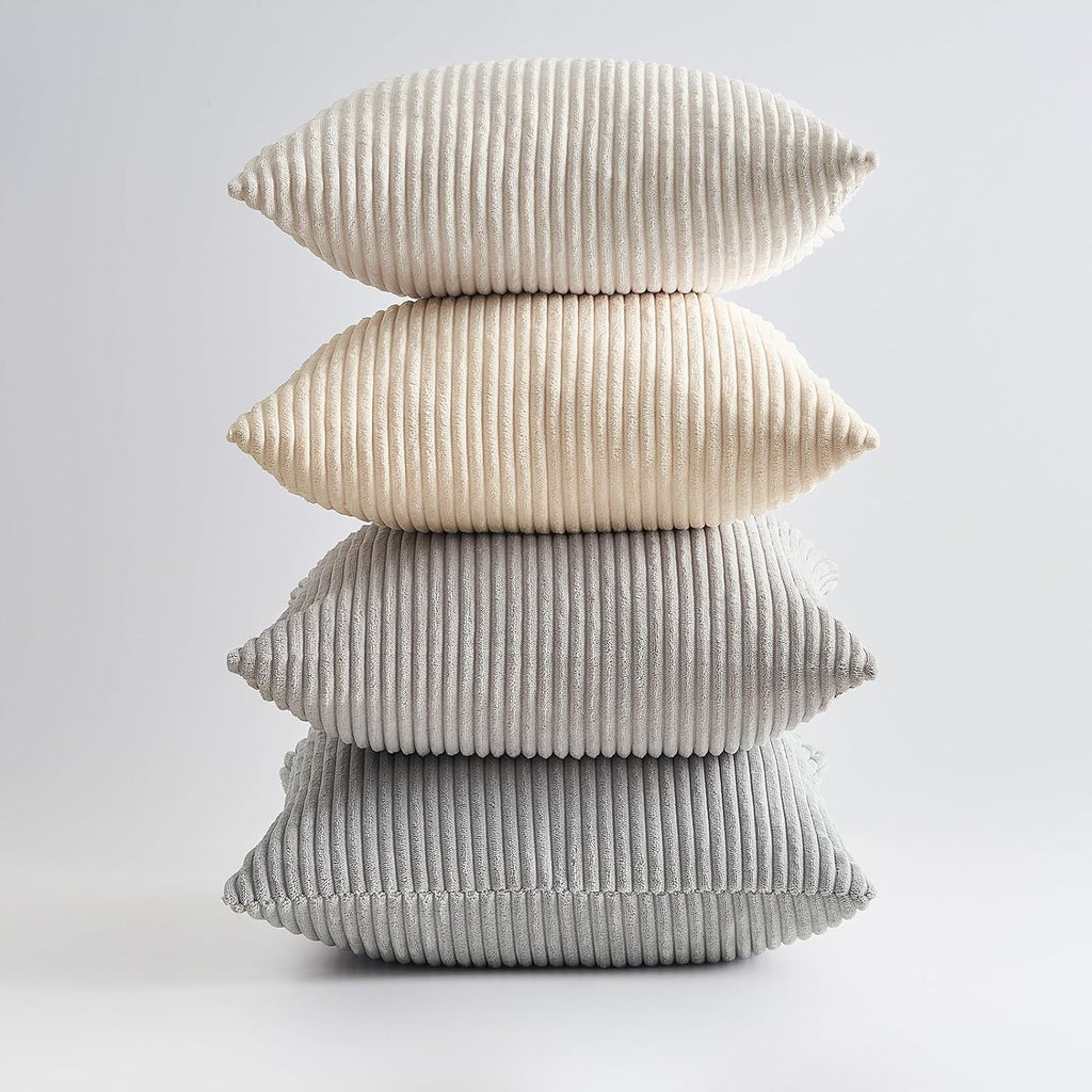 Topfinel 4 Packs Neutral Decorative Throw Pillows Covers 20x20 Inch for Living Room Couch Bed Sofa, Rustic Farmhouse Boho Neutral Home Deco…