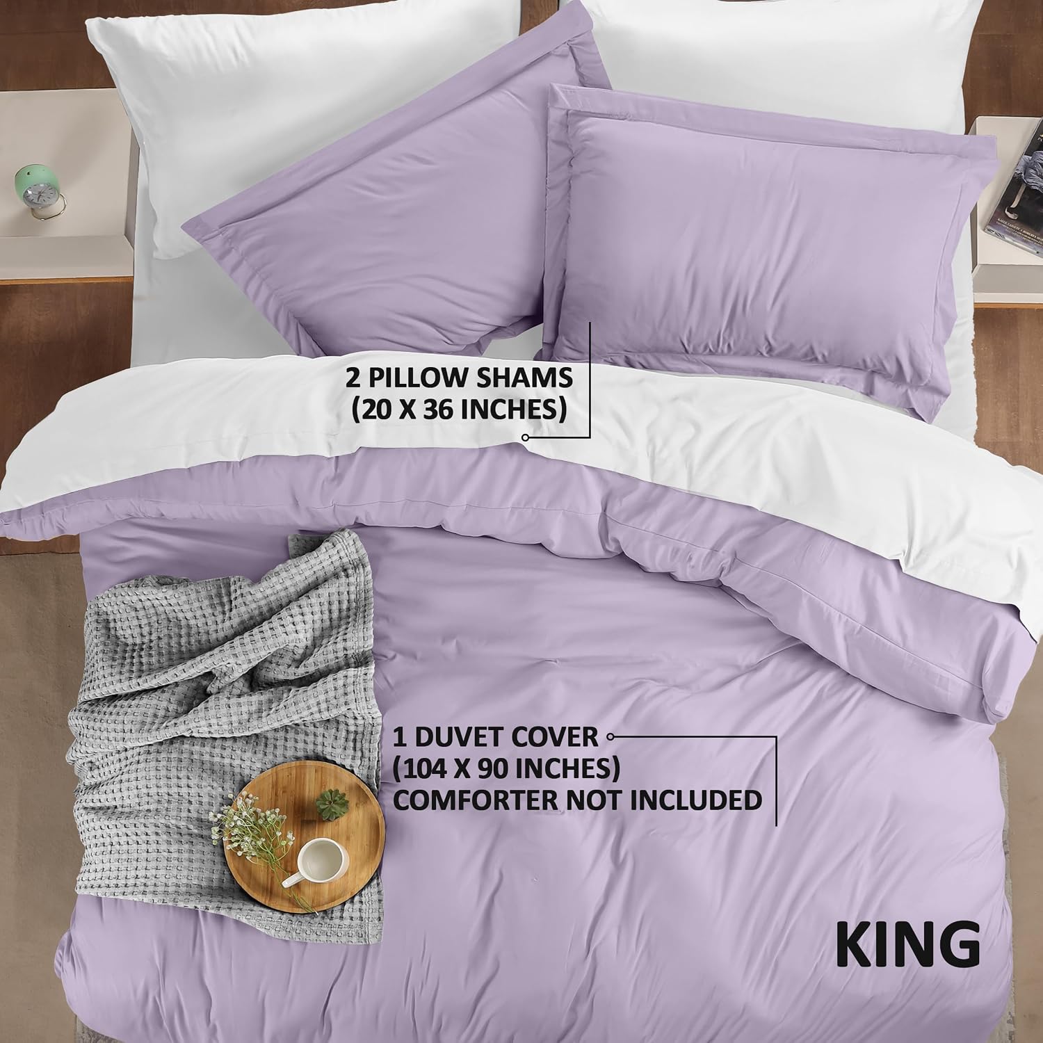 Utopia Bedding Duvet Cover King Size - 3 Piece with Zipper Closure - 1 Comforter Cover 104X90 Inches & 2 Pillow Shams 20X36 Inches…