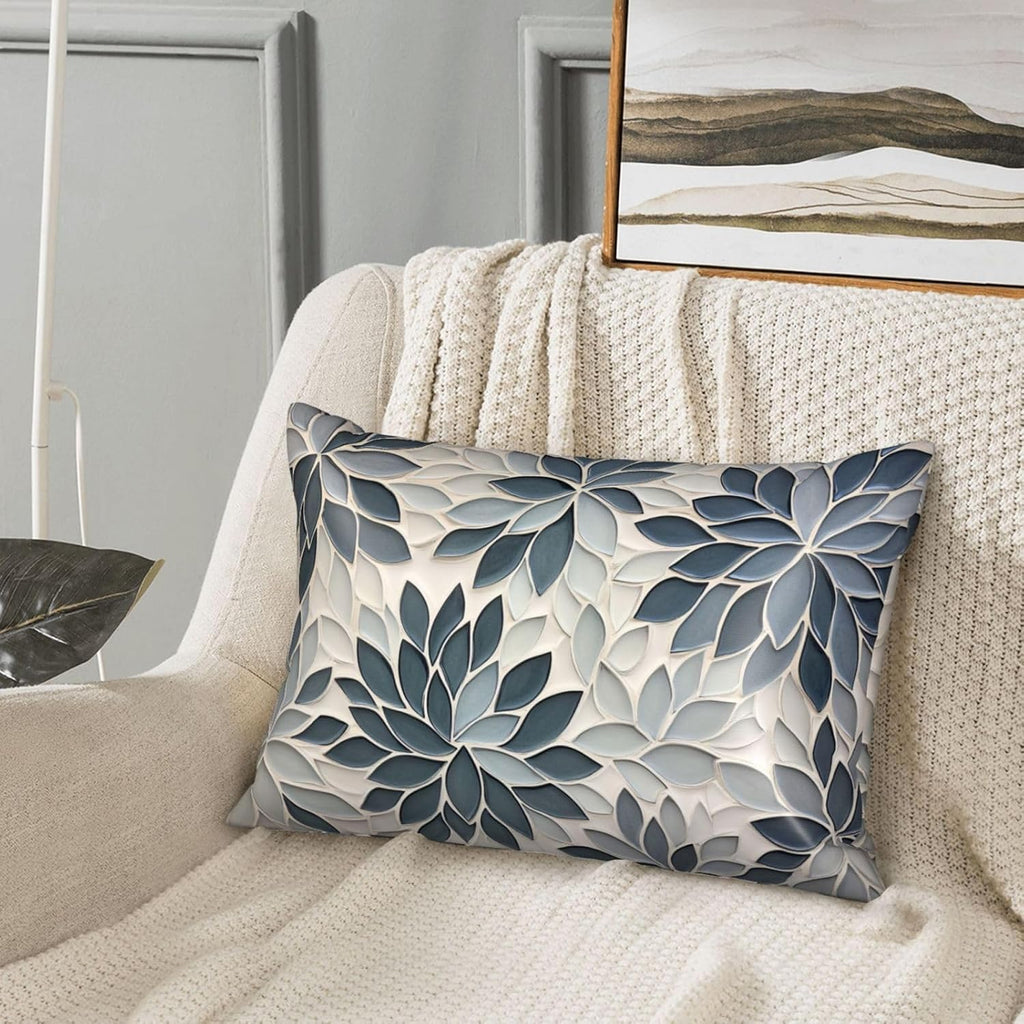 Satin Pillowcase for Hair and Skin Abstract Modern Blue-Gray Floral Super Soft and Cooling Similar to Silk Pillow Case 1 Pack with Hidden…