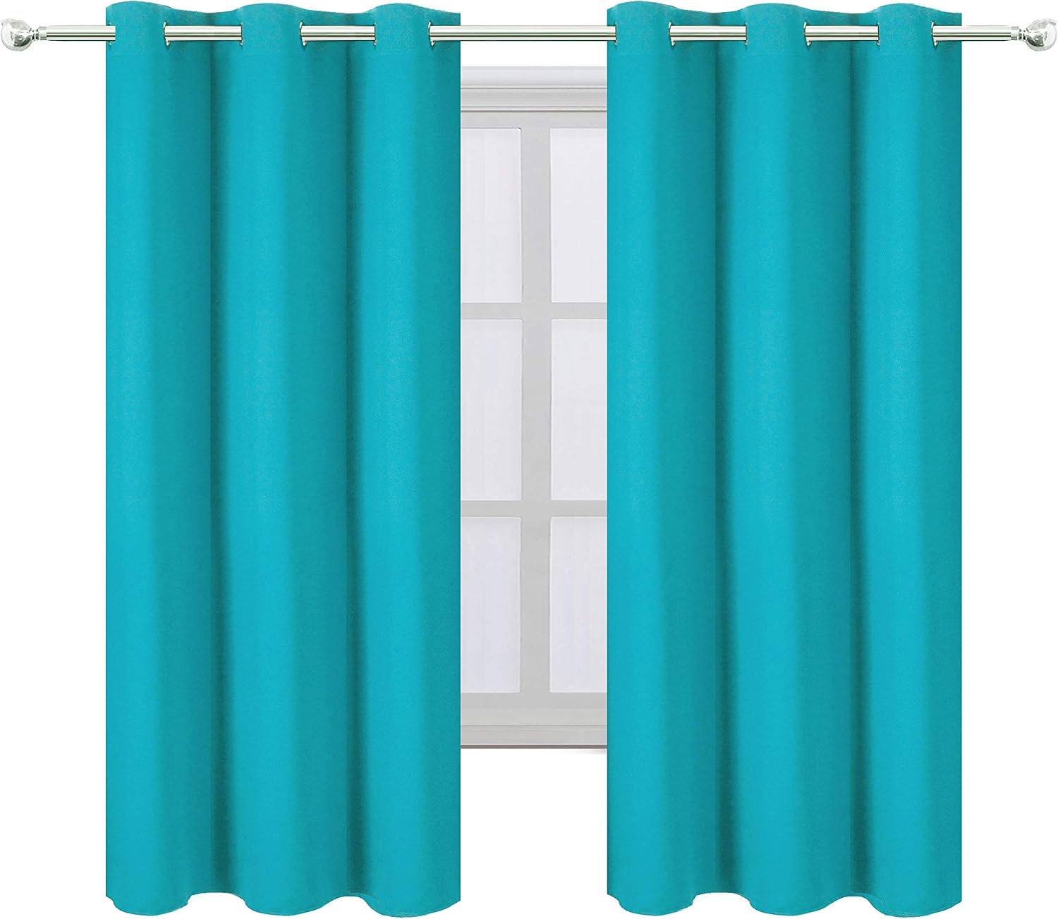 Lemomo Teal Thermal Blackout Curtains/38 x 63 Inch/Set of 2 Panels Room Darkening Curtains for Bedroom 63 Inch silver