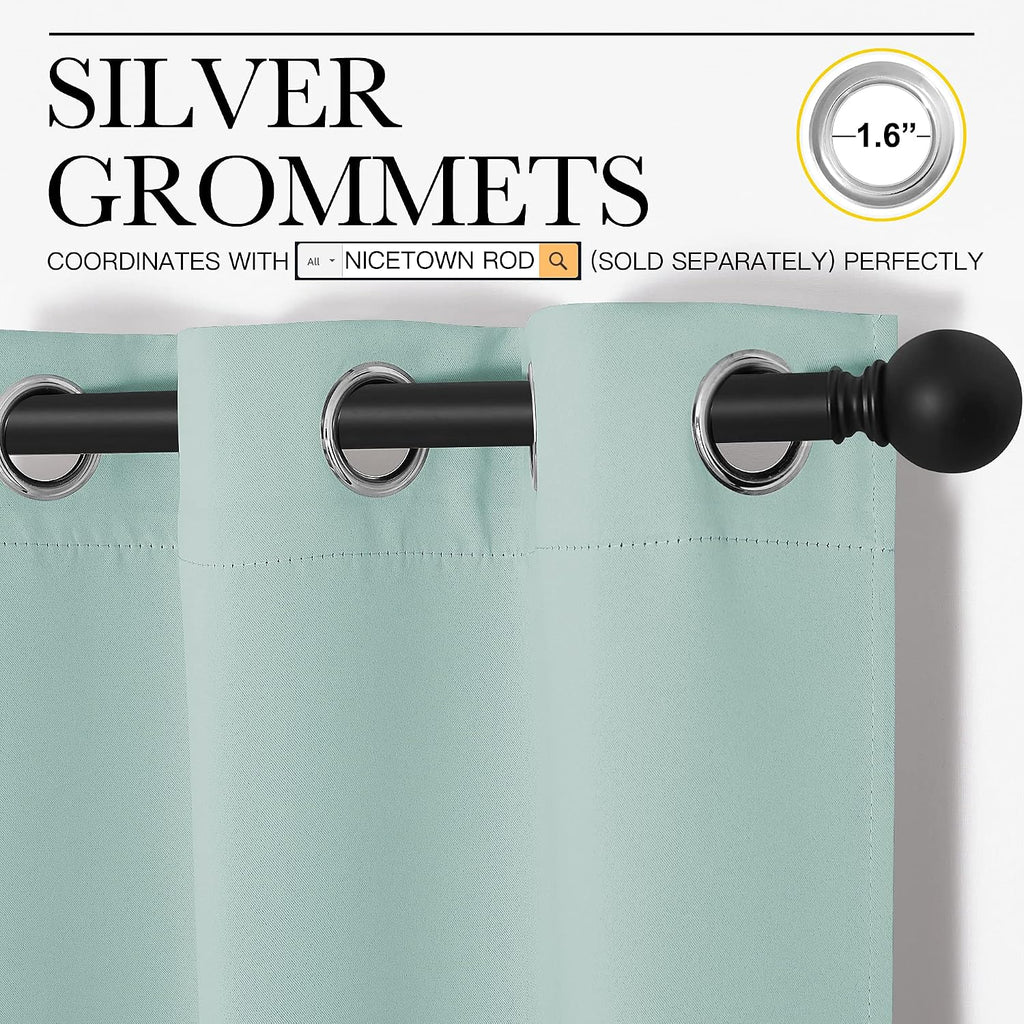 NICETOWN Aqua Blue Room Darkening Curtains for Kitchen, Window Treatment Thermal Insulated Solid Grommet Curtains/Drapes Bedroom (Set of…