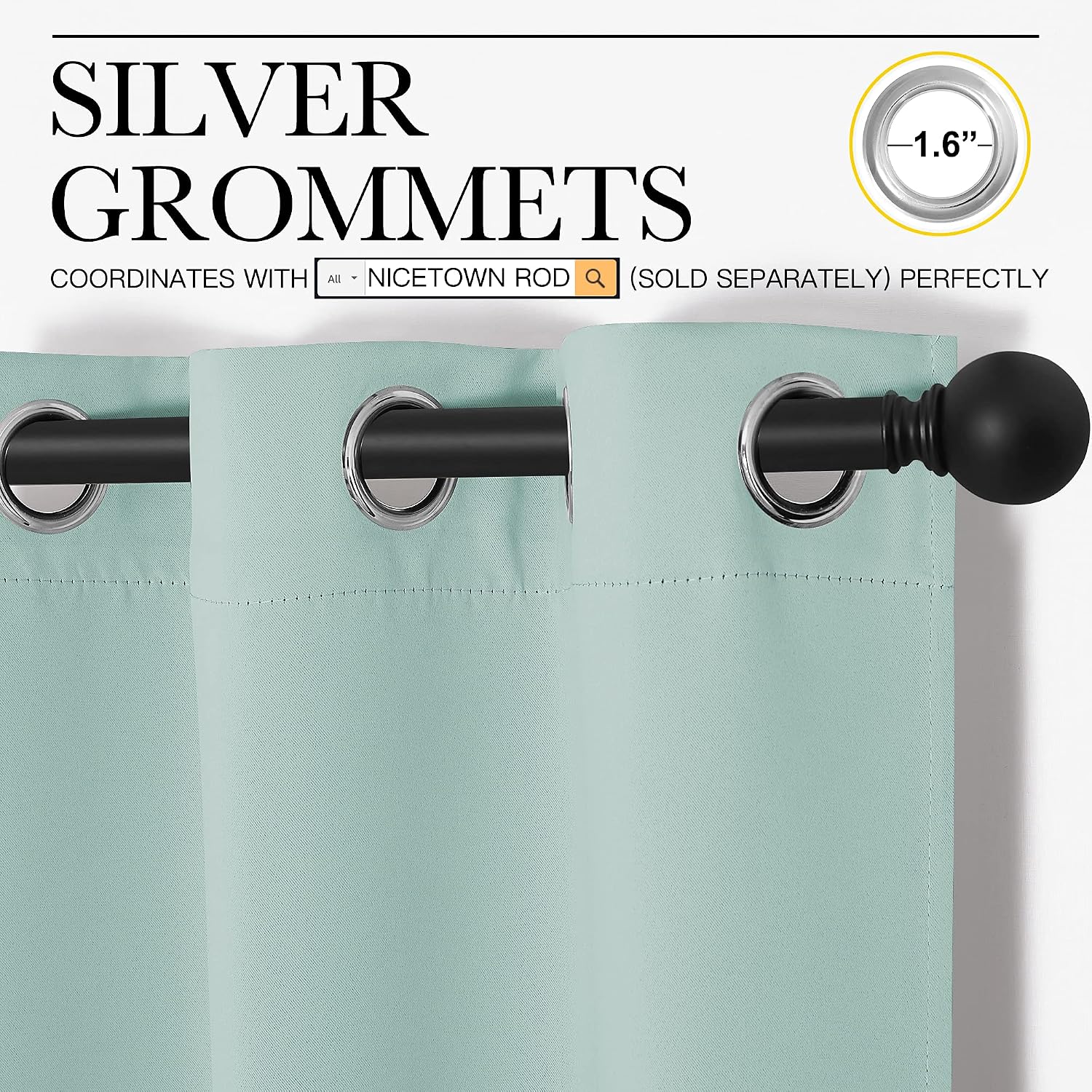 NICETOWN Aqua Blue Room Darkening Curtains for Kitchen, Window Treatment Thermal Insulated Solid Grommet Curtains/Drapes Bedroom (Set of…