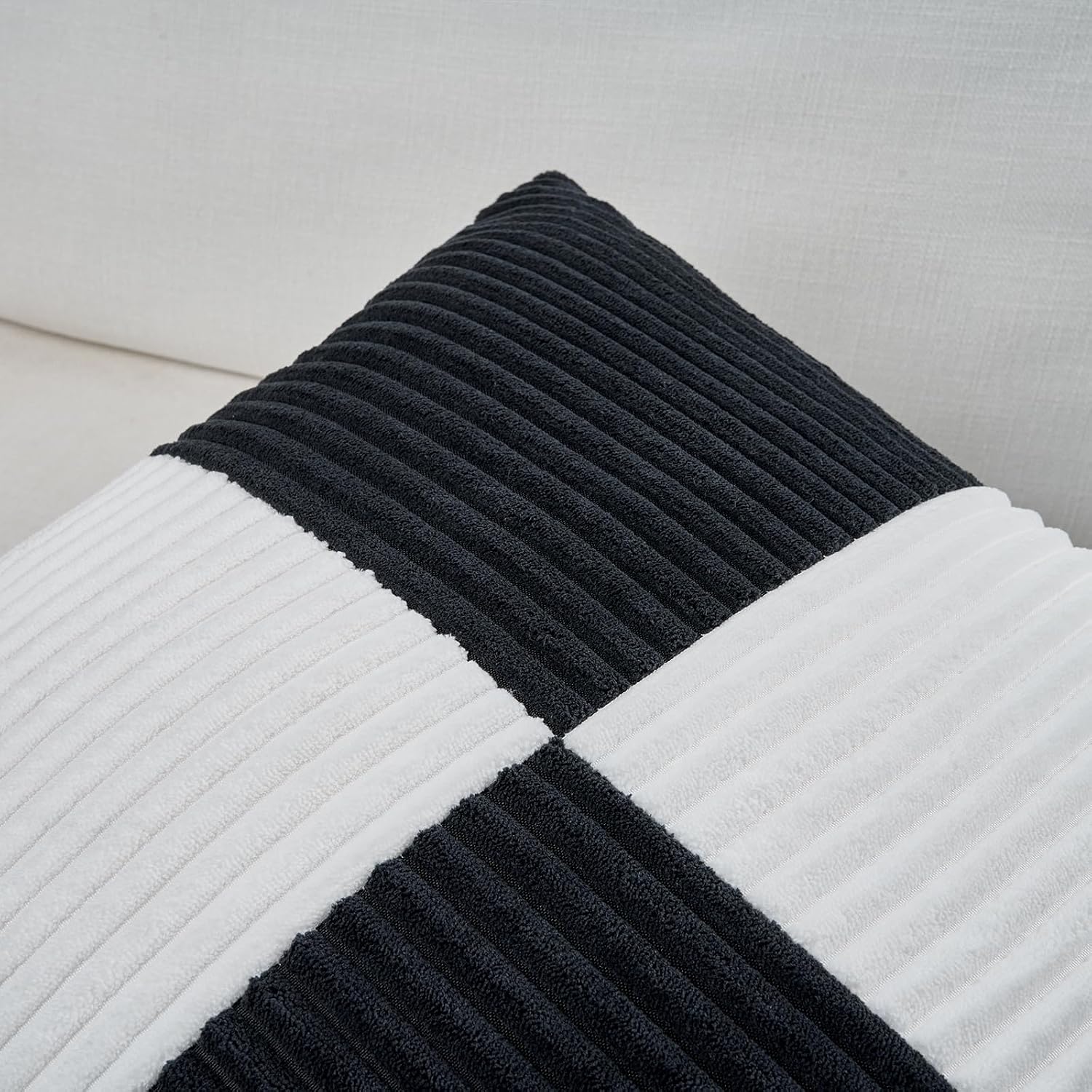 Fancy Homi Set of 2 Black White Decorative Throw Pillow Covers 20x20 Inch for Living Room Couch Bed Sofa, Farmhouse Boho Home Decor, Soft…