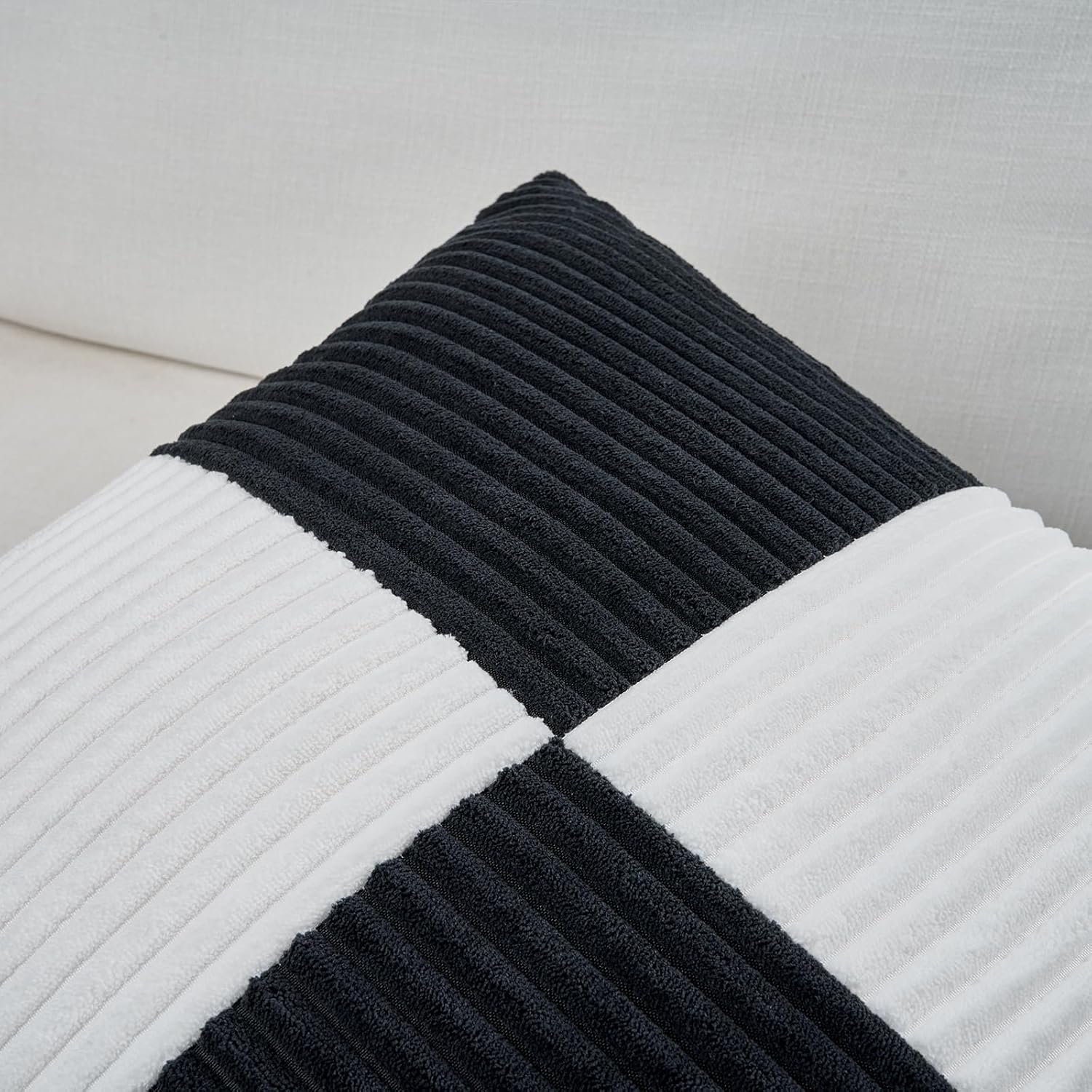 Fancy Homi Set of 2 Black White Decorative Throw Pillow Covers 22x22 Inch for Living Room Couch Bed Sofa, Farmhouse Boho Home Decor, Soft…