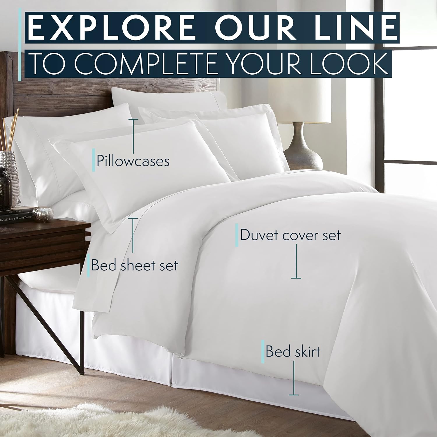 HCCollection HC Collection King Pillow Cases Set of 2- Microfiber, Extra Soft Pillowcases - easy maintenance & Machine Washable - White…