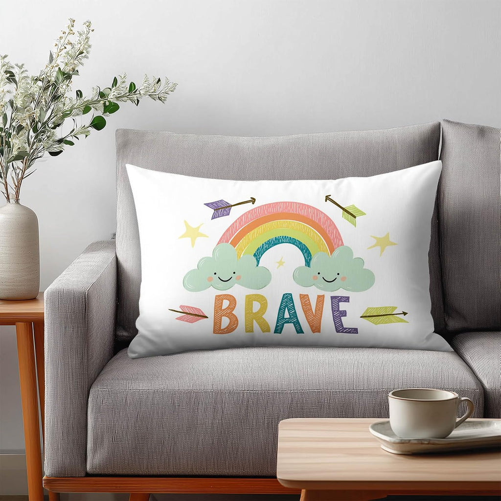 HOMETITUTE Pillow Covers Decorative Pack of 2 Satin 12x20 Inch Rainbow Cloud Art Lumbar Throw Pillow Cases for Sofa Couch Living Room…