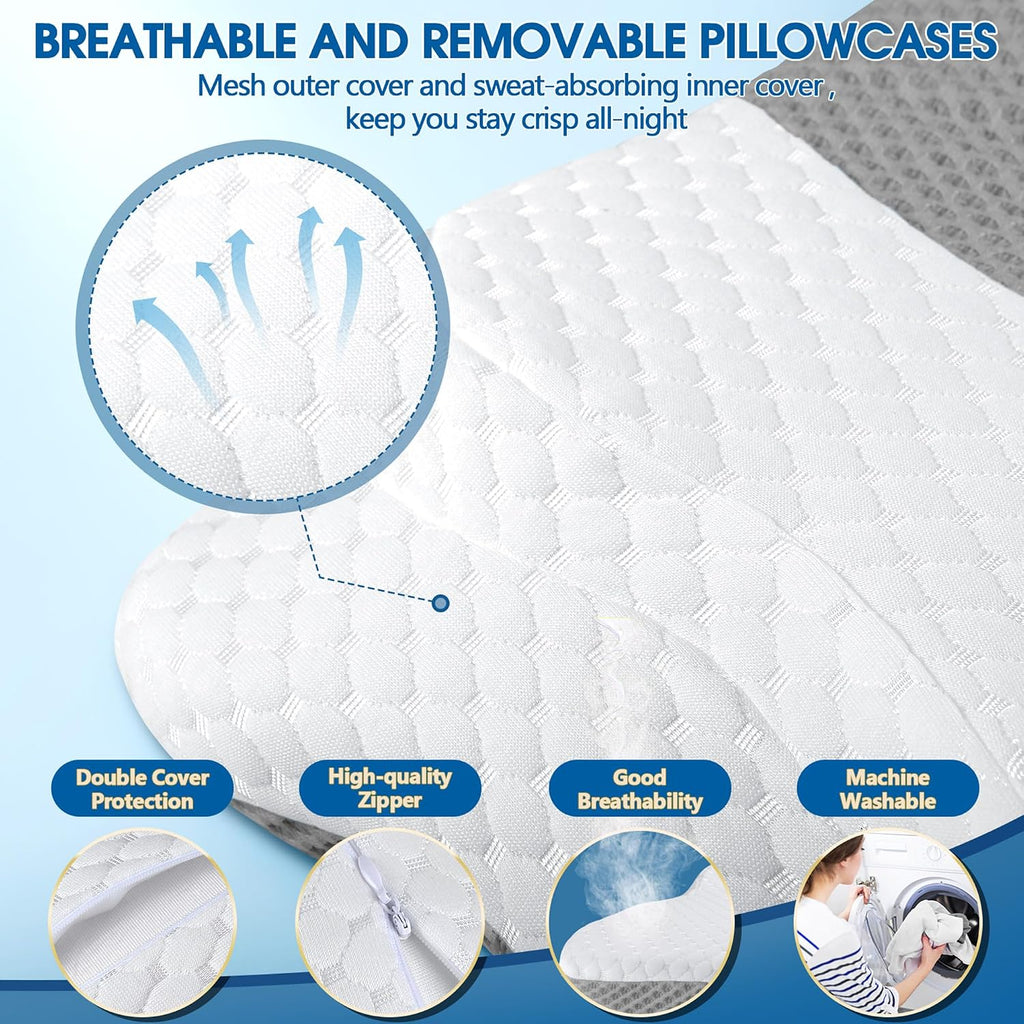 CHxxy Memory Foam Pillows, Cervical Pillow for Neck and Shoulder, Ergonomic Contour Bed Pillow, Soft for Side Sleep Stomach Sleeping and B…