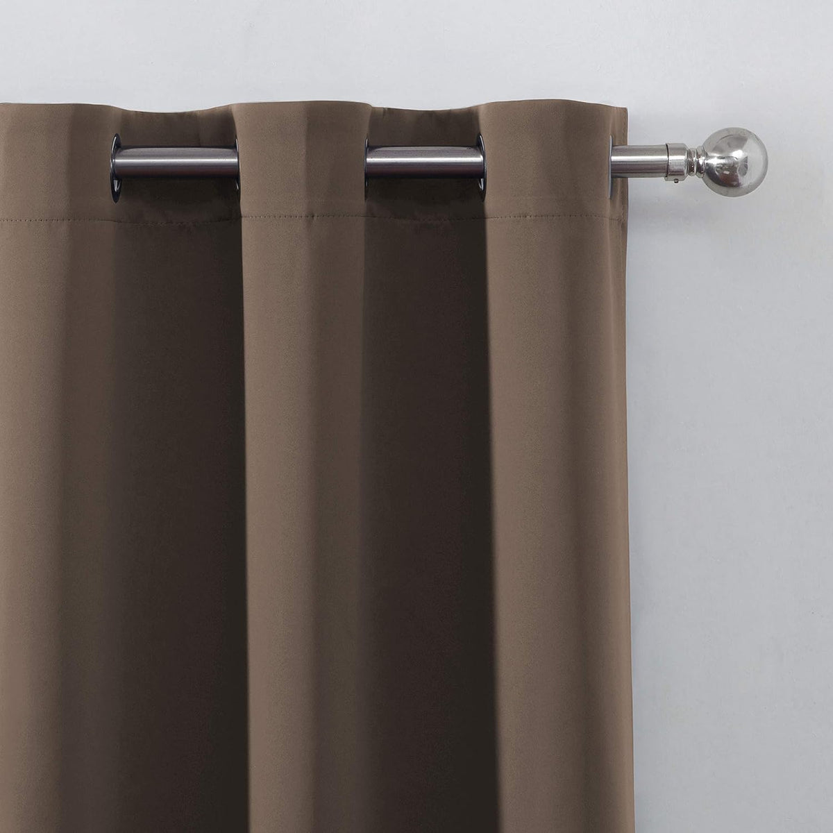 Lemomo Chocolate Brown Thermal Blackout Curtains/42 x 72 Inch/Set of 2 Panels Room Darkening Curtains for Bedroom 72 Inch silver