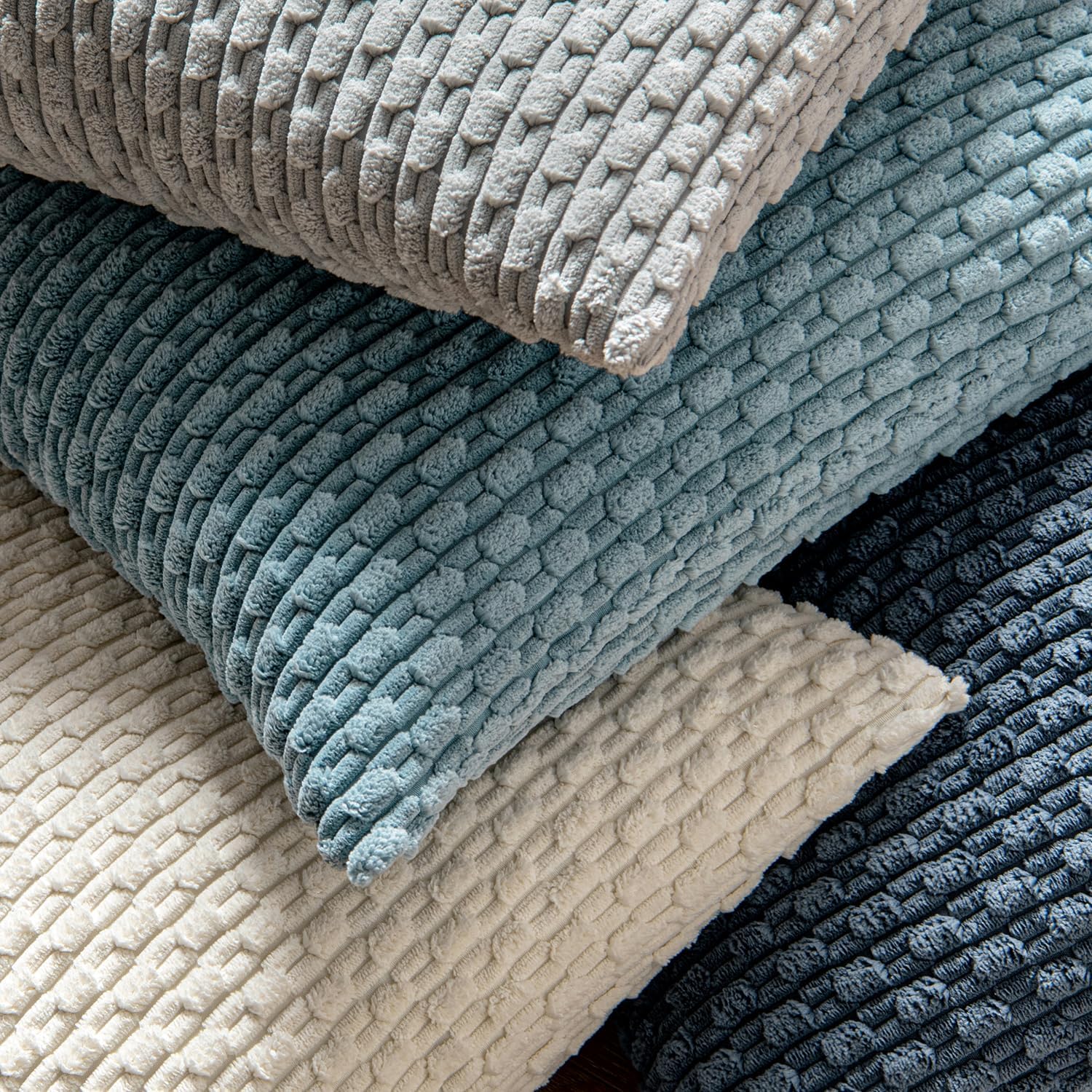 Miulee Pack of 2 Decorative Throw Pillow Covers 24x24 Inch Soft Boho Striped Textured Corduroy Pillow Covers Modern Farmhouse Home Decor fo…