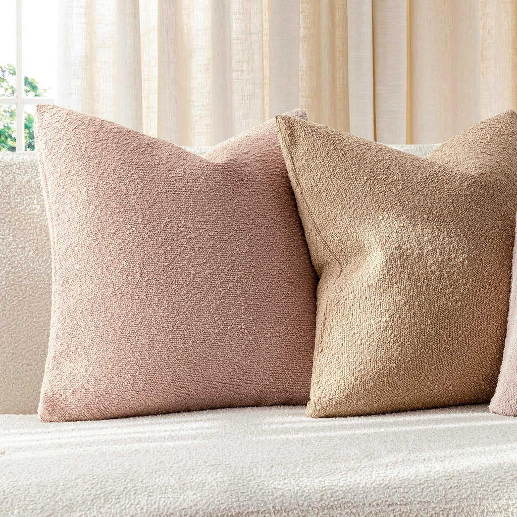 Foindtower Decorative Textured Boucle Throw Pillow Covers Accent Solid Pillow Cases Neutral Soft Cozy Couch Cushion Case for Chair Sofa…
