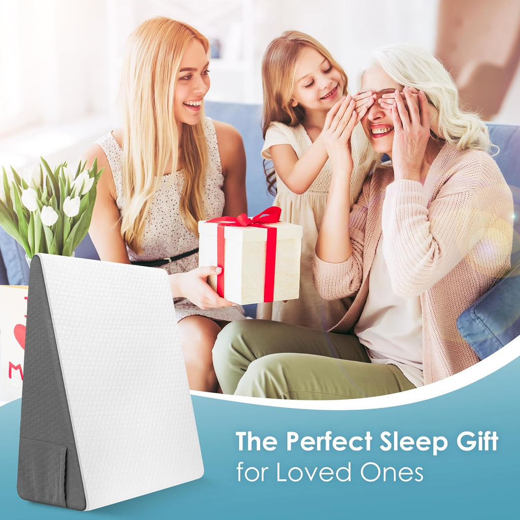 DiffPacky Sleeping Bed Wedge Pillow for Adults Seniors, 10 inch Cooling Memory Foam Incline Pillow Wedge for Head, Neck & Back Suppo…