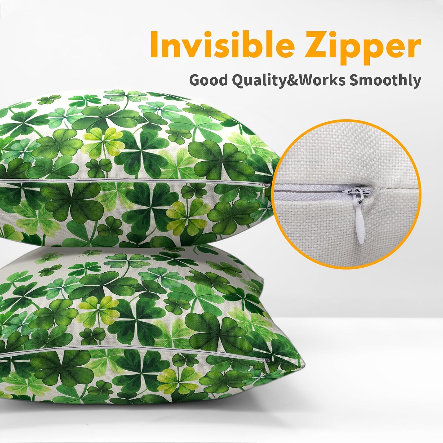 Granbey Lucky Clover Shamrocks Throw Pillow Covers St. Patrick's Day Pillowcase 16x16inch Set of 2 Green Spring Holiday Decorative Cotton-L…
