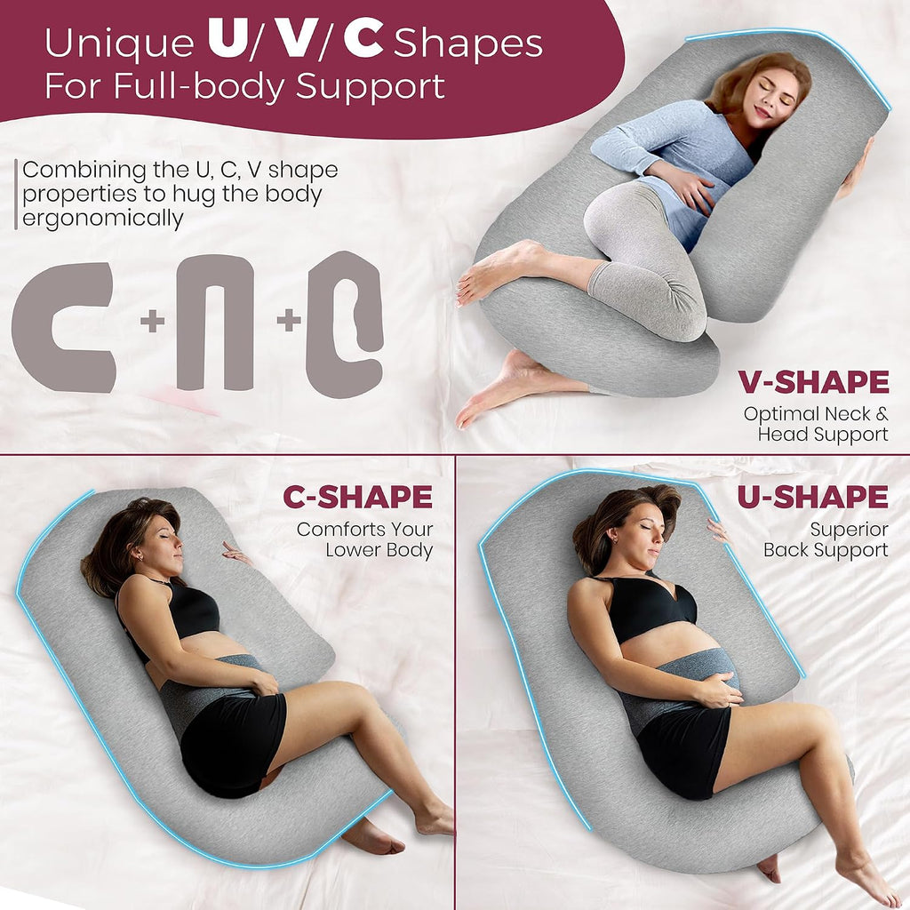 Pillani Pregnancy Pillows for Sleeping - V C U Shaped 57inch Full Body Pillow with Removable Washable Cover, Cooling Maternity Pillow for P…
