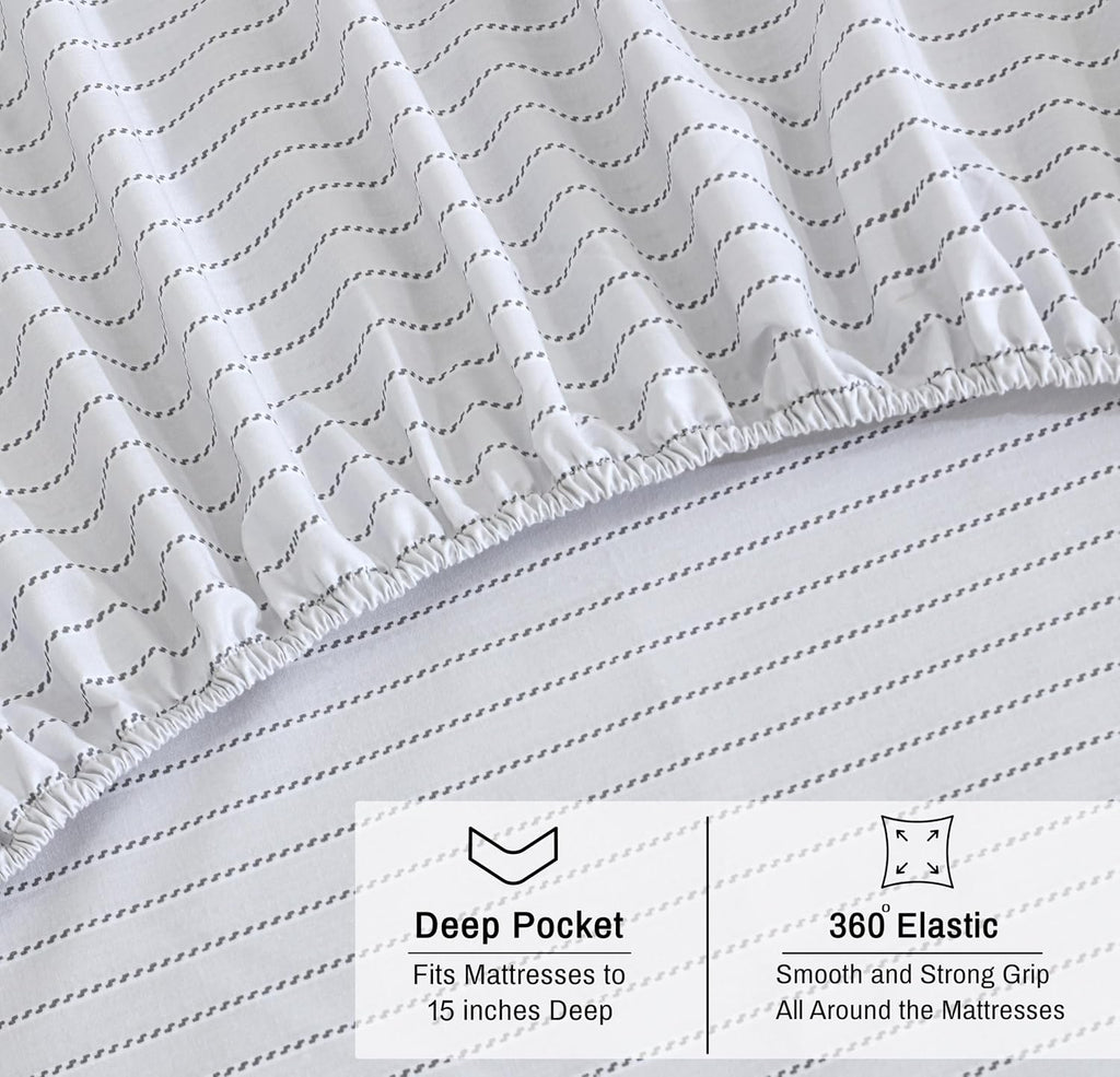 Ruvanti 100% Cotton Organic Percale Sheets Queen Size – Crisp Cooling Bed Sheets for Hot Sleepers, Deep Pocket 15”, Soft Peach Finish, Brea…