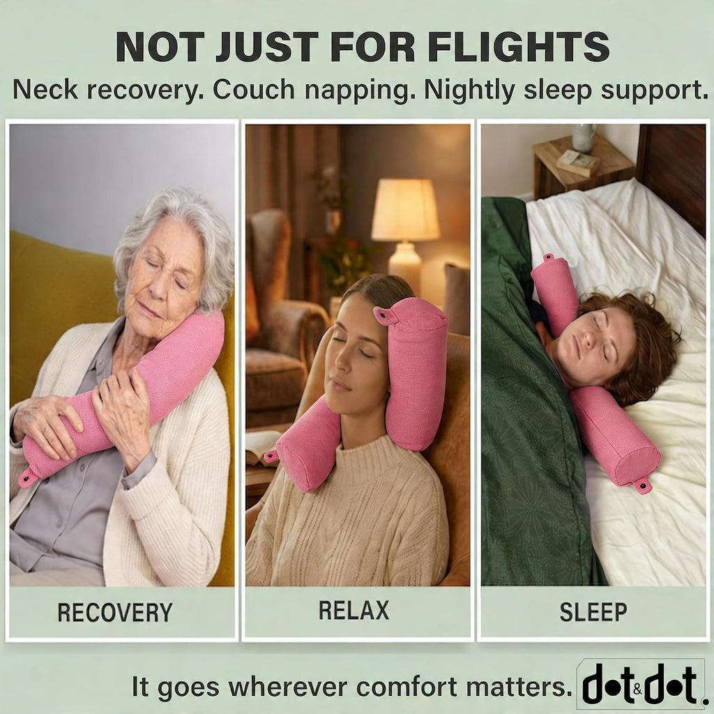 Dot&Dot Twist Memory Foam Travel Pillow for Airplanes - Neck Pillow for Sleeping - Airplane Pillow for Neck Support, Chin, Lumbar an…