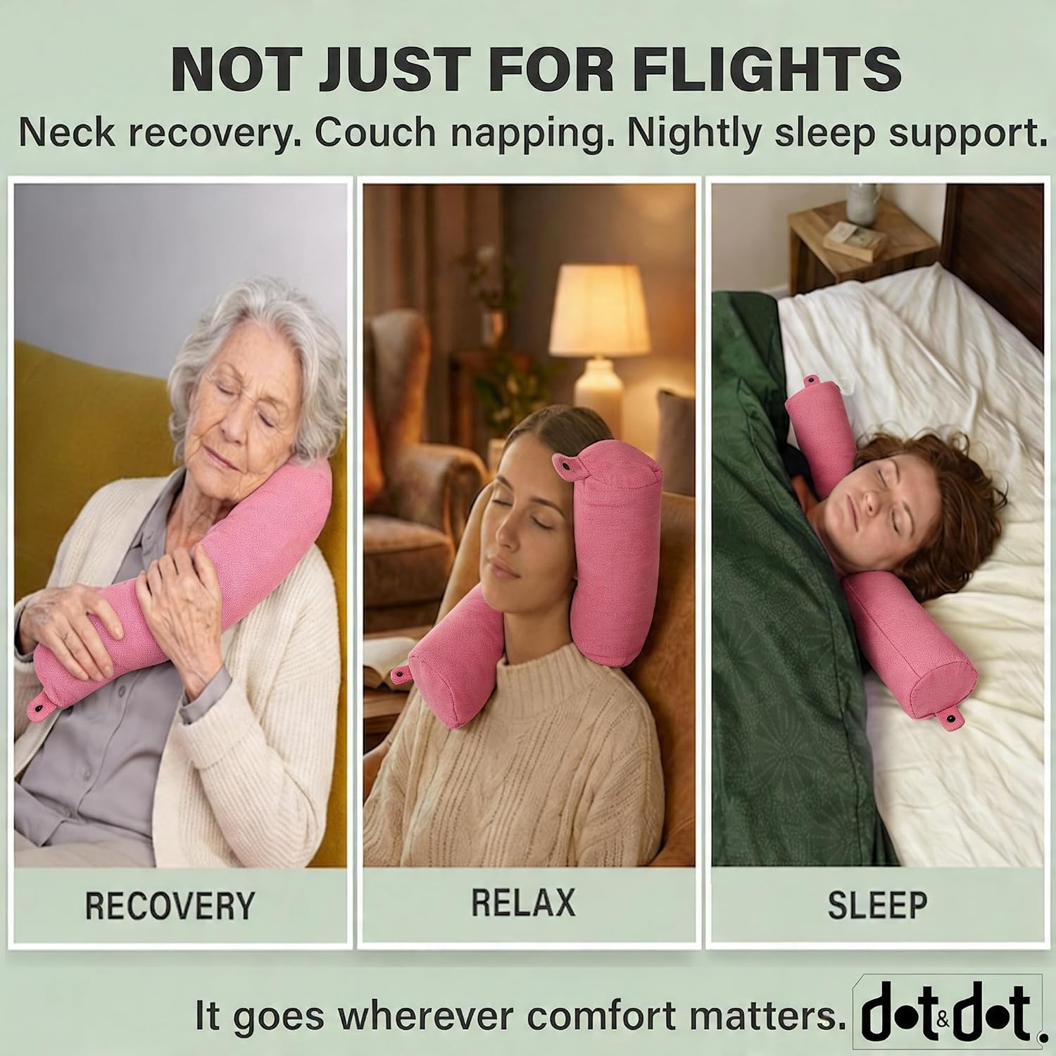 Dot&Dot Twist Memory Foam Travel Pillow for Airplanes - Neck Pillow for Sleeping - Airplane Pillow for Neck Support, Chin, Lumbar an…