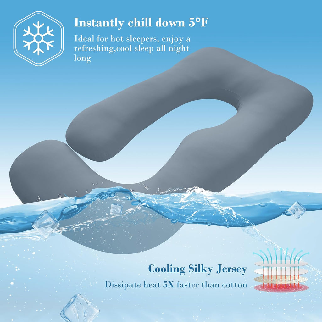 Cute Castle Cooling Cover Pregnancy Pillows, Soft U-Shape Maternity Pillow with Removable Cover - Full Body Pillows for Adults Sleeping…