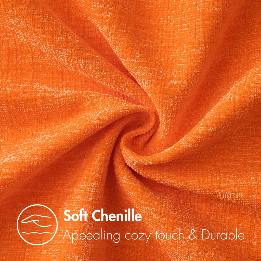 Miulee Pack of 2 Bright Orange Throw Pillow Covers 12x20 Inch Soft Chenille Lumbar Pillow Covers for Sofa Living Room Couch Solid Dyed Cases