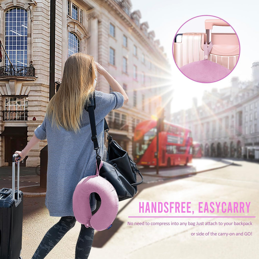 Fabuday Travel Pillow Memory Foam for Airplanes - Neck Pillow for Traveling, Car, Home, Flight Pillow for Sleeping with Attachable Snap Str…
