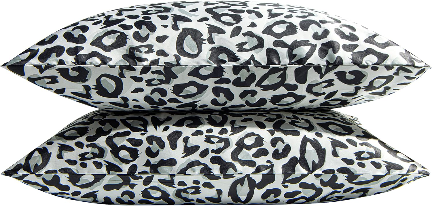 Ntbay 2 Pack Satin Queen Pillowcases for Hair and Skin, Luxurious and Silky Leopard Printed Pillow Cases with Envelope Closure, 20x30 Inche…