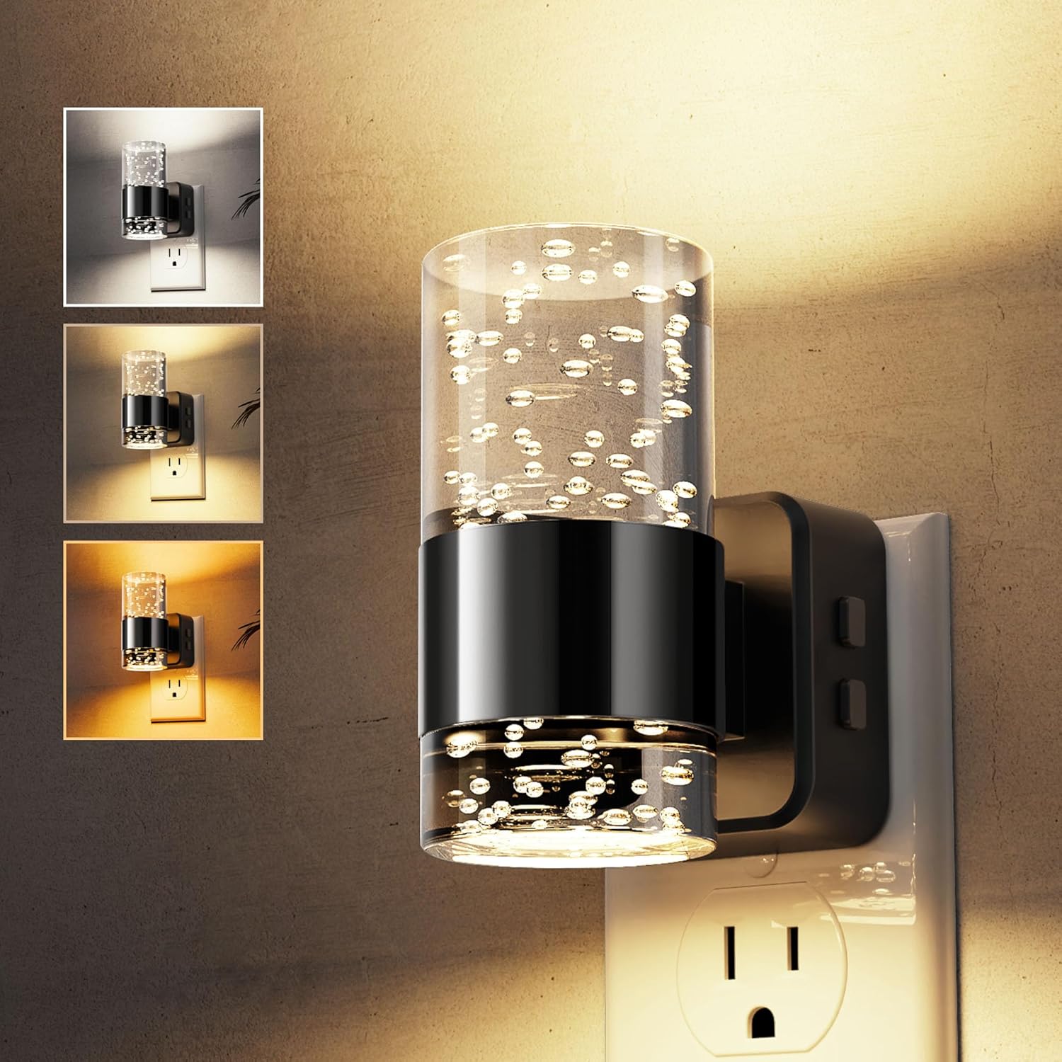 L LOHAS LED Night Lights Plug into Wall, Dimmable Night Light with Dusk-to-Dawn Sensor, Cool White/Soft White/Amber 3 Color Light…