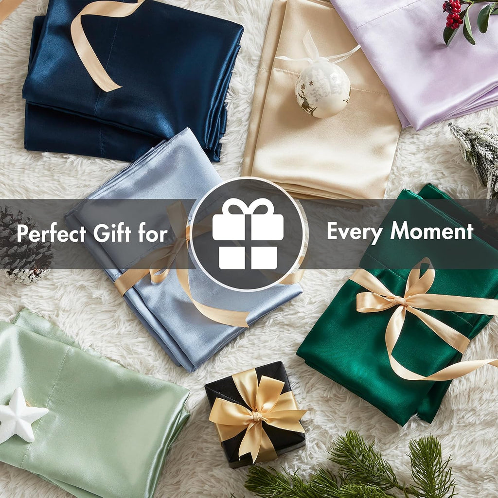 Madisonpark Madison Park Satin Sheets Split King Size, Luxurious Silky Bed Sheets, Elastic 14" Pocket fits up to 16" Mattress, Wrinkle-Free…