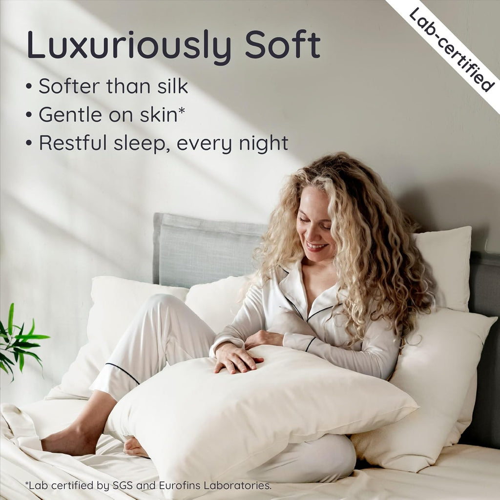 Bambaw 100% Viscose Derived from Bamboo Pillowcase Standard Size – Set of 2 Cooling Pillow Cases for Hot Sleepers with Envelope Closure, Br…