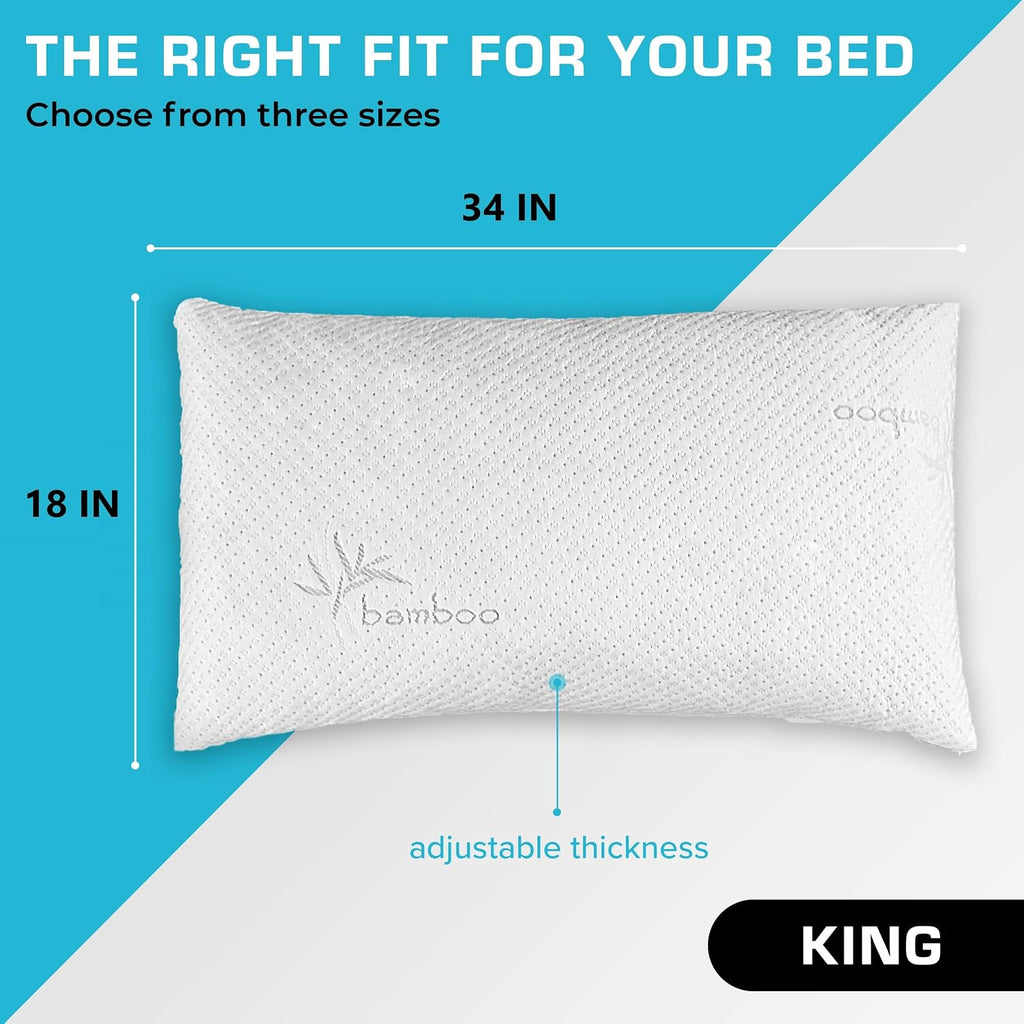 Xtreme Comforts GREENGUARD Certified King Pillows for Sleeping Made in The USA (2 Pack) | Adjustable King Memory Foam Pillow for Side…