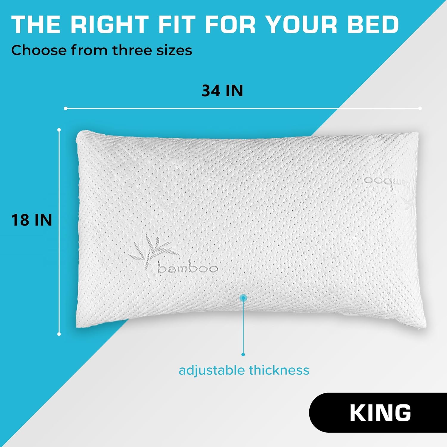 Xtreme Comforts GREENGUARD Certified King Pillows for Sleeping Made in The USA (2 Pack) | Adjustable King Memory Foam Pillow for Side…