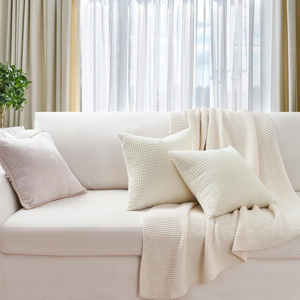 Topfinel Cream White Decorative Throw Pillow Covers 18x18 Inch Set of 4 for Living Room Couch Bed Sofa, Boho Natural Farmhouse Home Decor,…