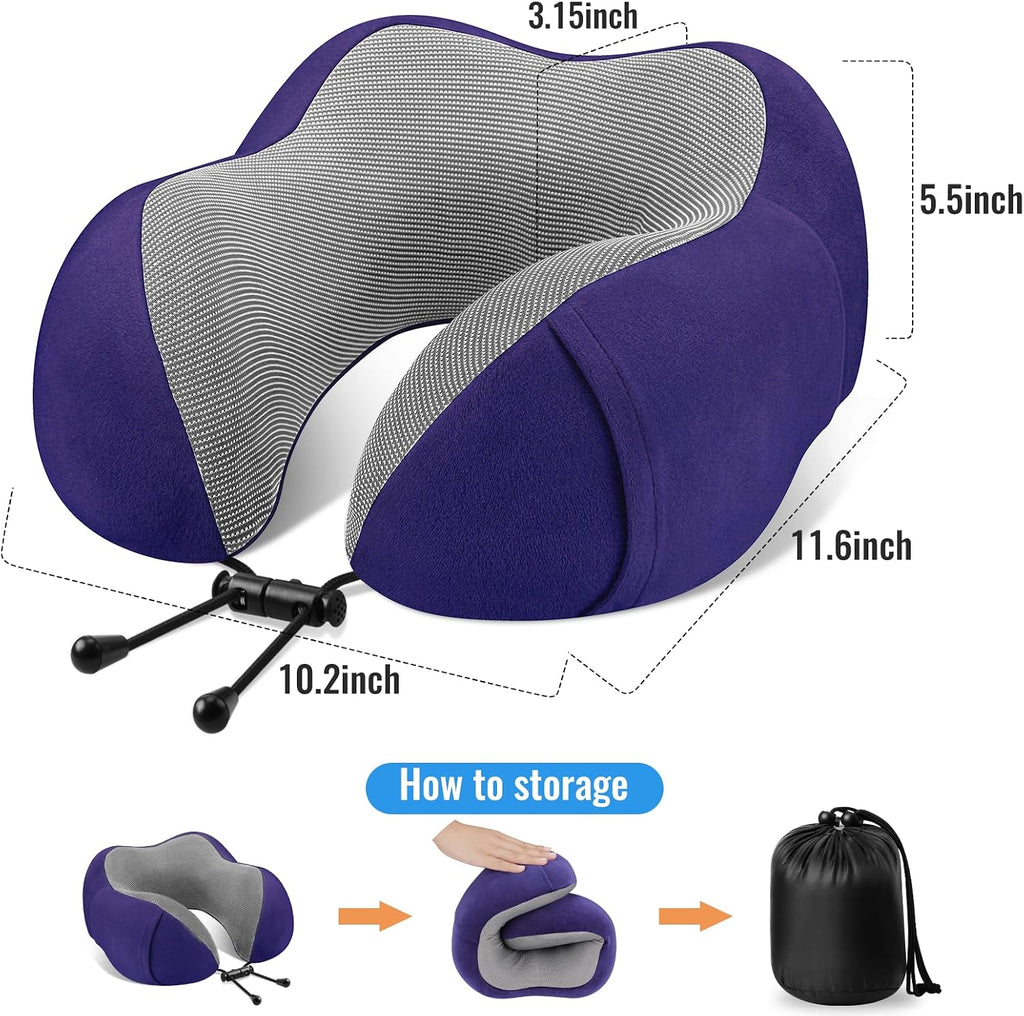 CloudBliss Travel Pillow Premium Memory Foam, Comfortable & Supportive Neck Pillow, Sleeping Neck Pillows for Travel, Airplane Pillow for…
