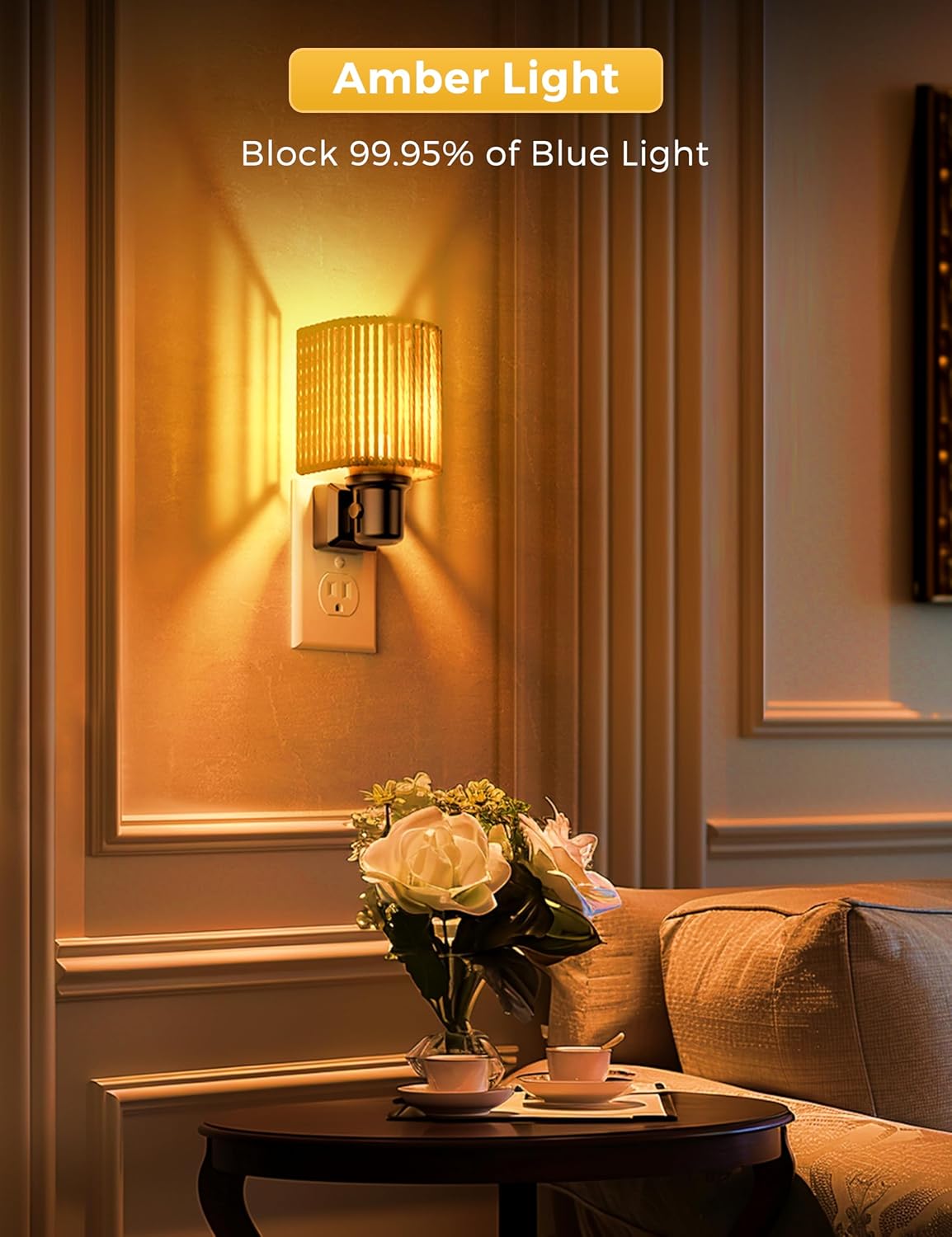 L LOHAS LED Night Lights Plug into Wall, Dimmable Night Light with Light Sensor, Amber Boho Nightlight Plug in Wall, Decorative Bohemian…