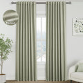 Nanspring Sage Green 100% Blackout Linen Curtains 84 Inch Length 2 Panels Set for Bedroom Back Tab Farmhouse Decor Coastal Black Out Curtai…