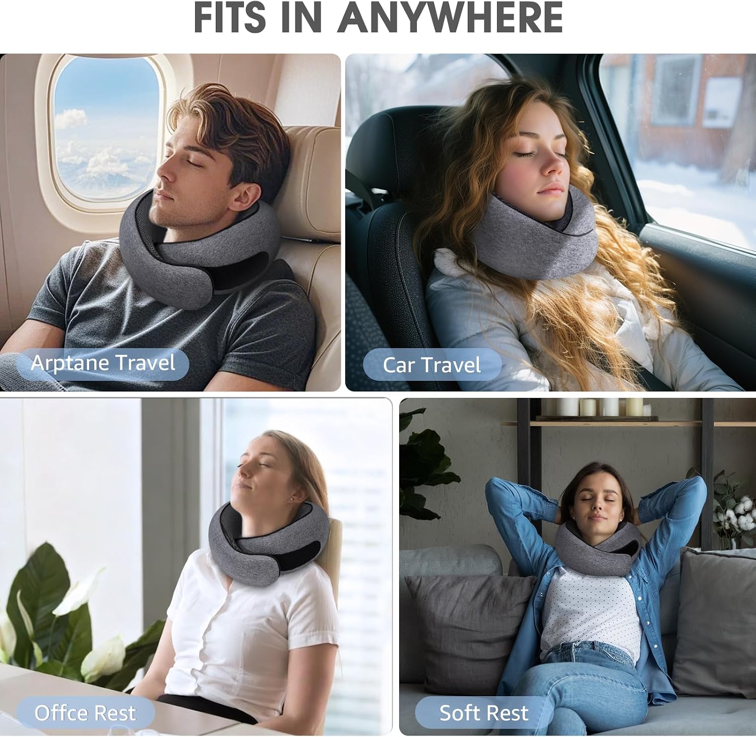 Neck Travel Pillows for Airplanes Memory Foam Neck Comfort Pillow Compact Ergonomic Design Sleeping Essentials for Long Flights Car Rides…
