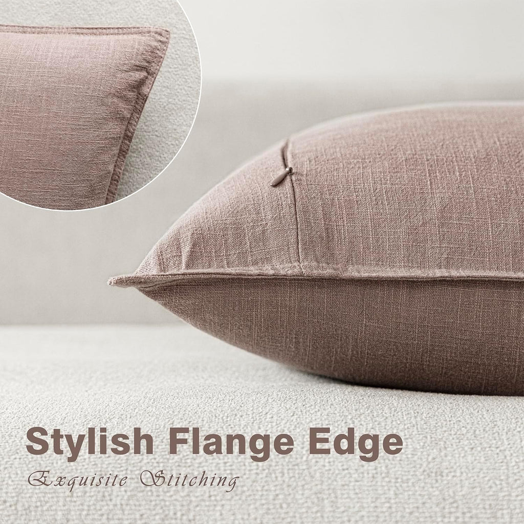 Foindtower Set of 2, Decorative Linen Soild Throw Pillow Covers Soft Accent Euro Cushion Case Boho Farmhouse Pillowcase for Chair Couch…