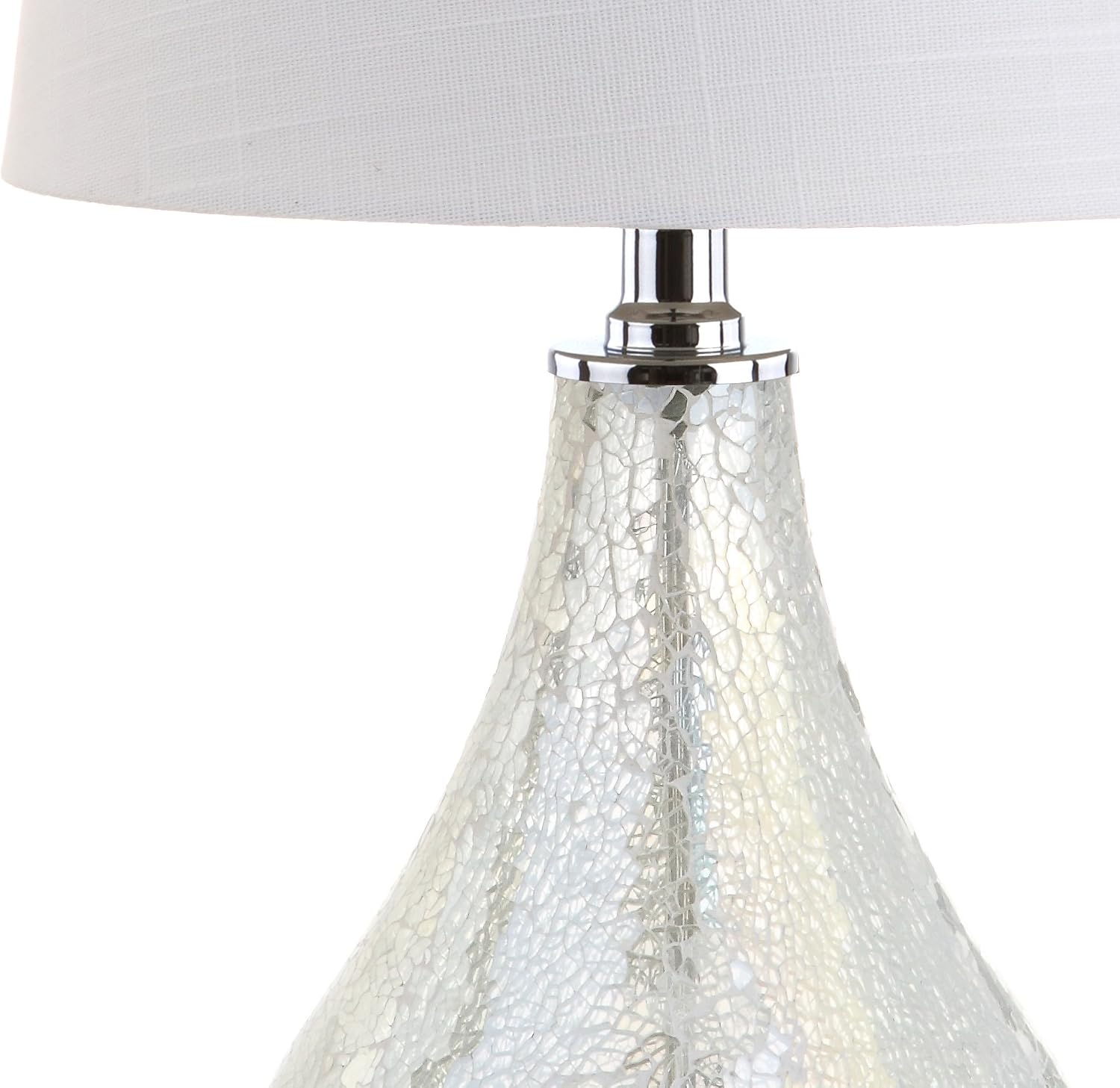 JONATHAN Y 20.5" Mosaic White Coastal Mini LED Table Lamp for Living Room Office, White Linen Drum Shade, Modern Mother of Pearl Bedside…