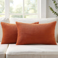 Mecatny Corduroy Fall Decorative Throw Pillow Covers 12x20 Set of 2 for Sofa Living Room, Soft Burnt Orange Neutral Boho Couch Pillow…