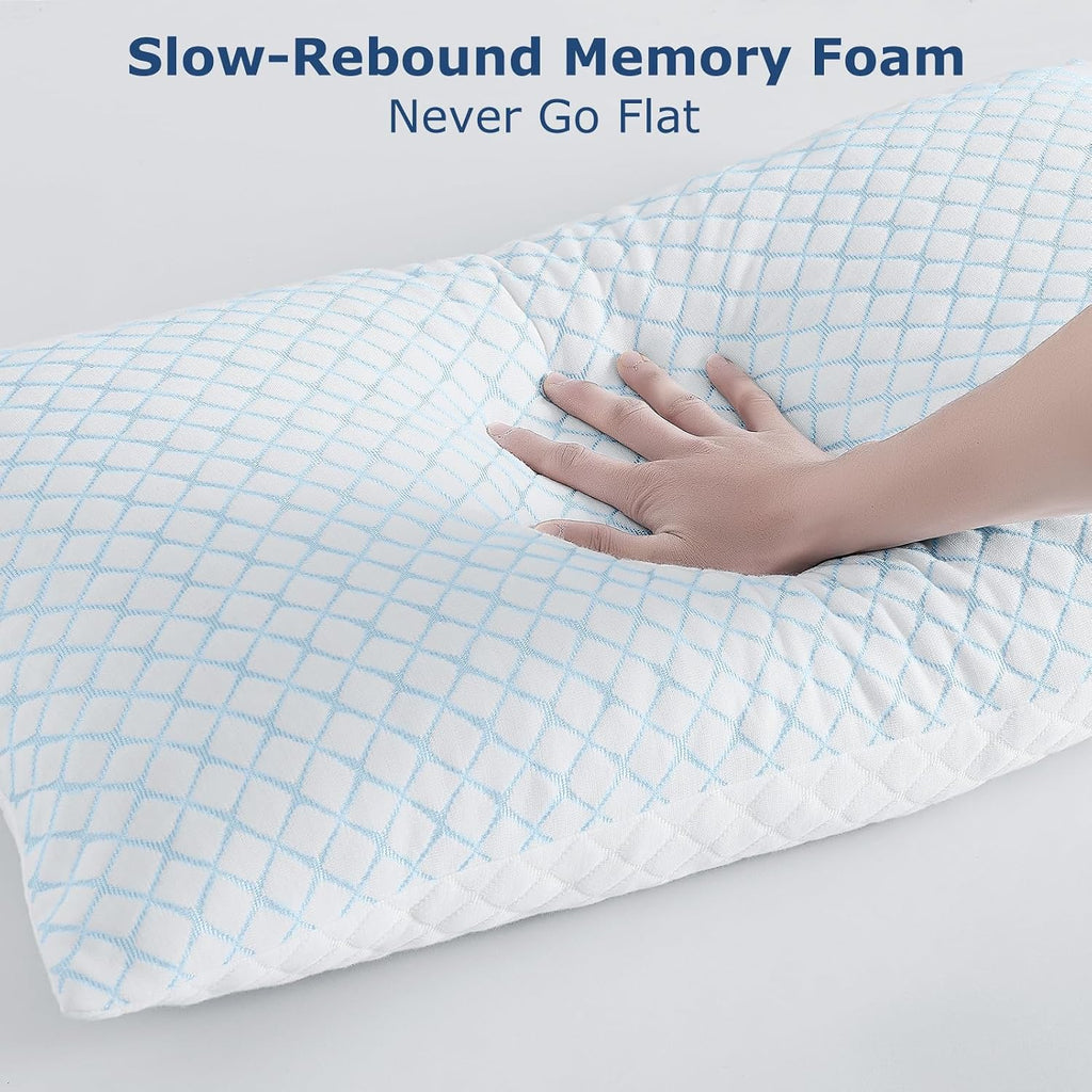 Mislili Cooling Pillows Queen Size Set of 2, Adjustable Firm Shredded Memory Foam Queen Pillow, Queen Size Pillows for Stomach Back Side Sl…