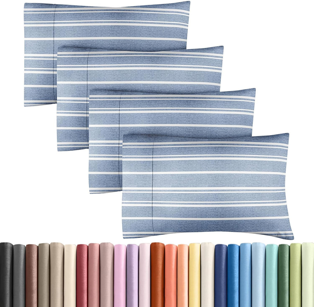 King Pillow Cases Set of 4 - Ultra Soft Hotel Quality Pillowcase Covers - Comfy, Cozy & Wrinkle Free - Shrinkage and Fade Resistant…