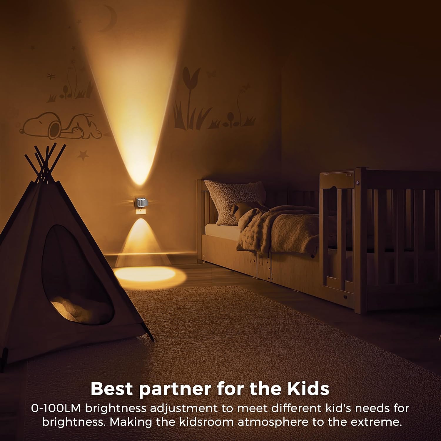 L LOHAS LED Night Light Projector, Night Lights Plug into Wall, Dusk to Dawn Sensor, Silver Swivel Nightlight for Kids, Soft White…