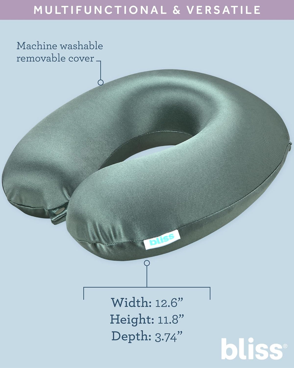 Bliss Neck Pillow Set - Lightweight U-Shaped Memory Foam Satin Travel Neck Pillow with Snap Closure and Matching Eye Mask for Airplane…