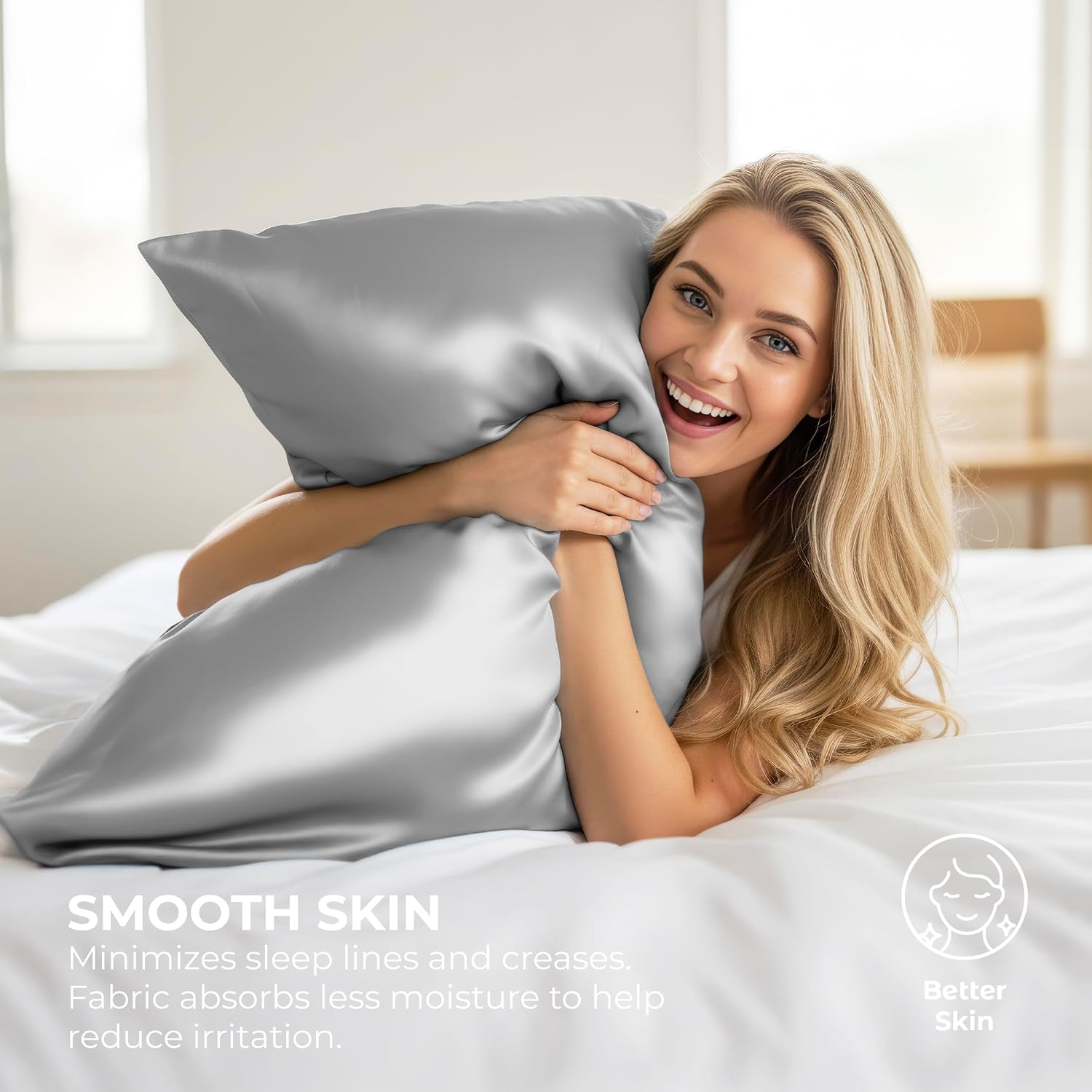 PureBedding Pure Bedding Satin Pillowcase 2 Pack - King Size (20"x40", Grey) - Silky Pillow Cases for Hair and Skin - Satin Pillow Covers w…