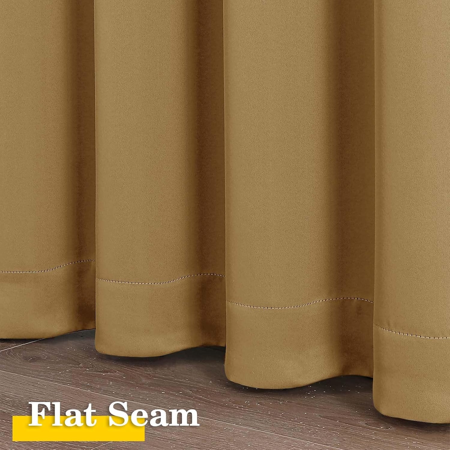 WelvetBLK Gold Room Darkening Curtains for Bedroom Living Room 45 Inch Length 2 Panels Set, Soft Solid Thermal Insulated Rod Pocket Short C…