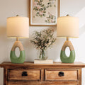 OYEARS 19" Table Lamps Set of 2, Bedside Lamps for Living Room, Lamps for Bedroom, Farmhouse Rattan Table Lamp, Small Space Nightstand…