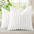 decorUhome Summer Cozy Faux Fur Throw Pillow Covers 20x20 Set of 2 Decorative Soft Plush Striped Modern Farmhouse Boho Couch Pillow Cases w…