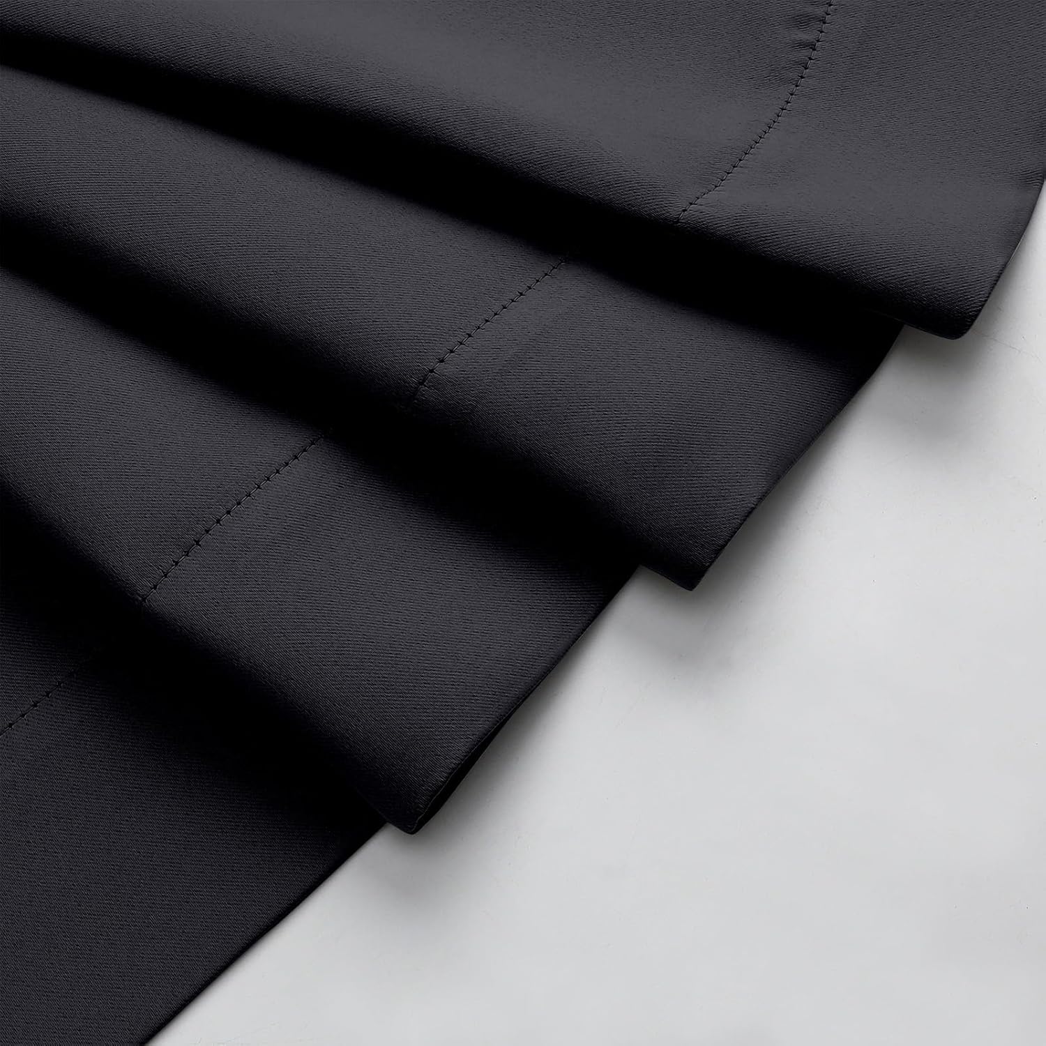 WelvetBLK Black Room Darkening Curtains for Bedroom Living Room 45 Inch Length 2 Panels Set, Soft Solid Thermal Insulated Rod Pocket Short…