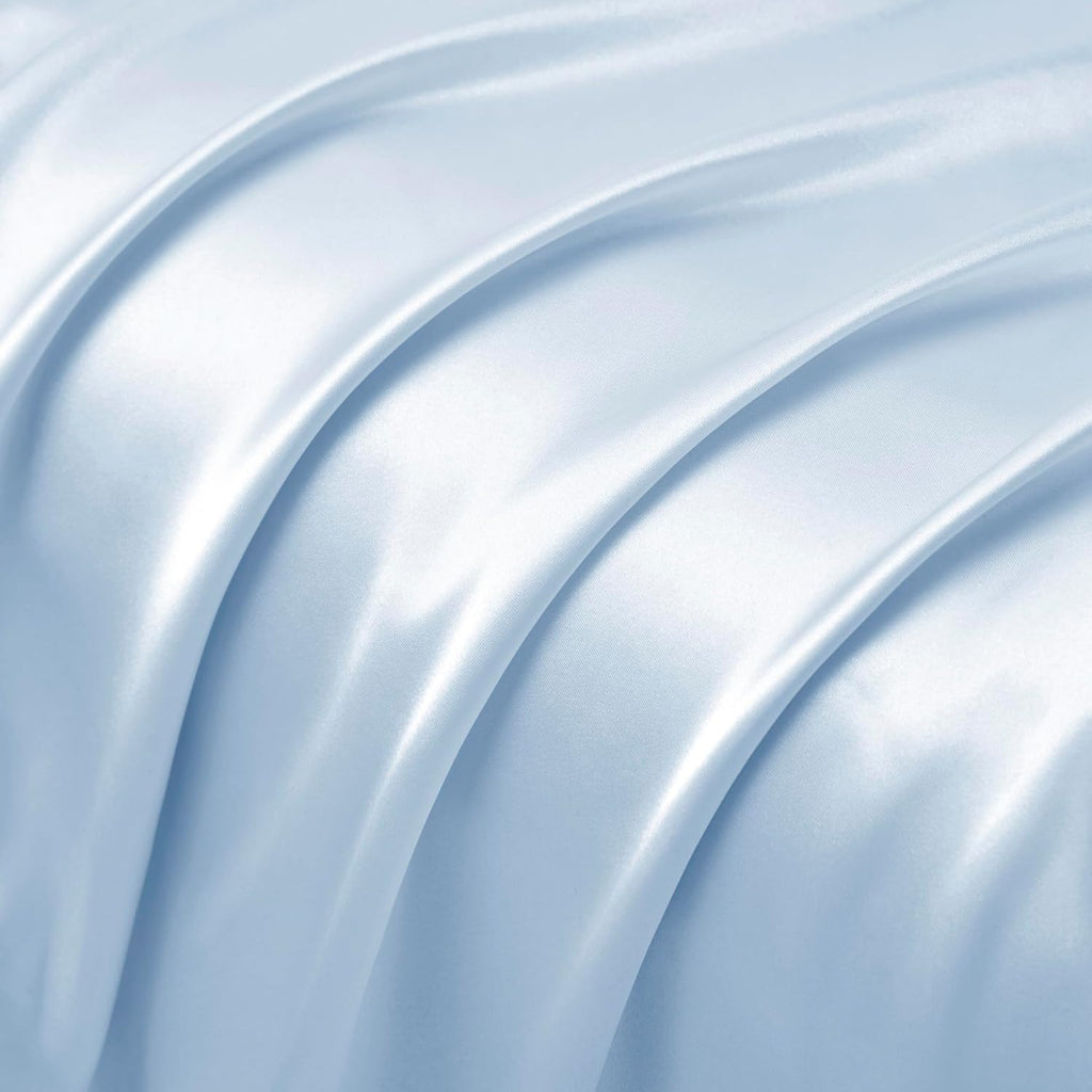 HommxJF Silky Satin Ruffled Pillow Cases for Hair and Skin, Light Blue Silk Pillowcases Queen Set of 2 with Envelope Closure Princess Room D…