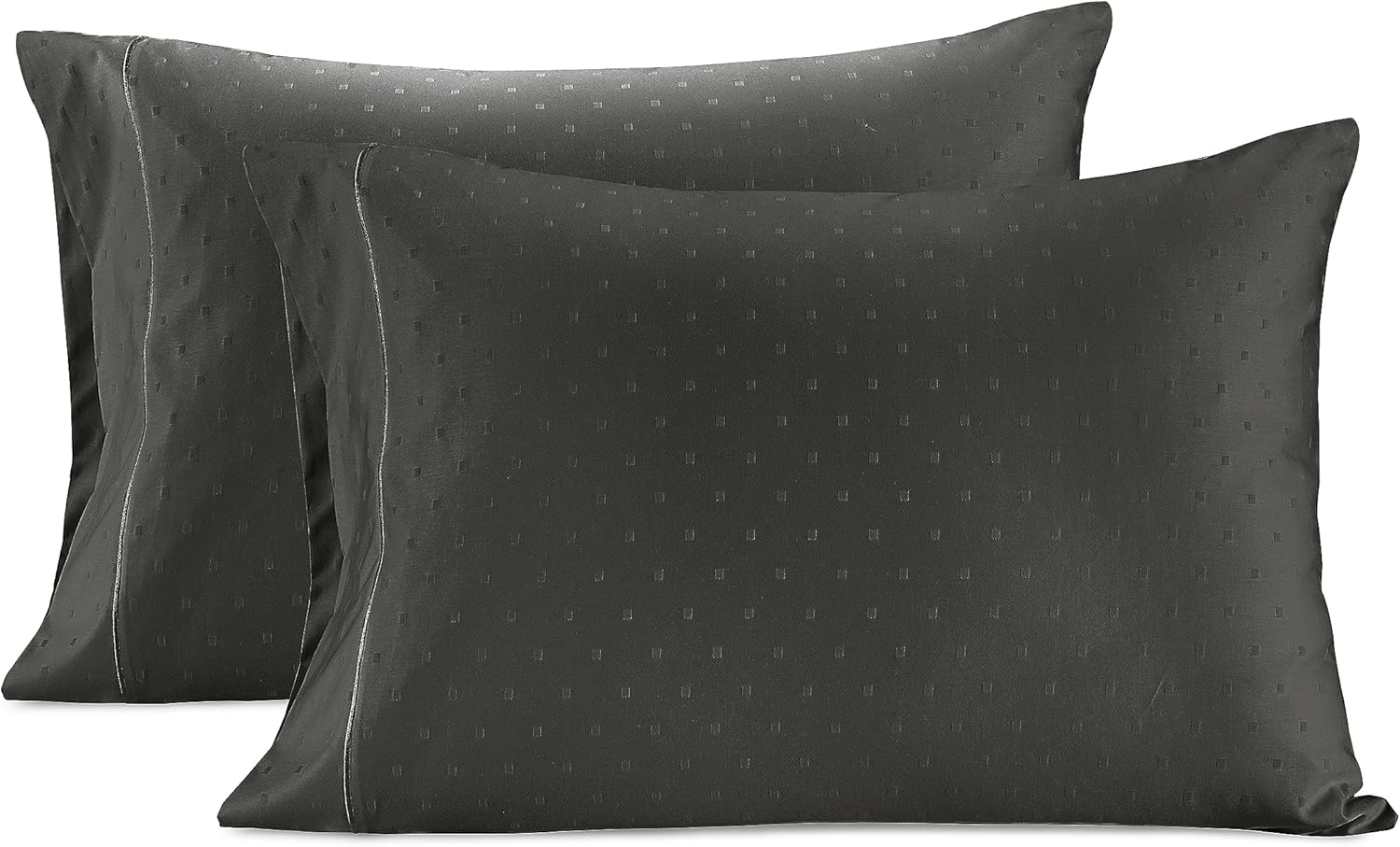 LaneLinen LANE LINEN Pillow Case Covers King, Set of 2, 100% Egyptian Cotton Sateen, Soft Cool & Smooth Pillow Cases - Swiss Dot - Charcoal…