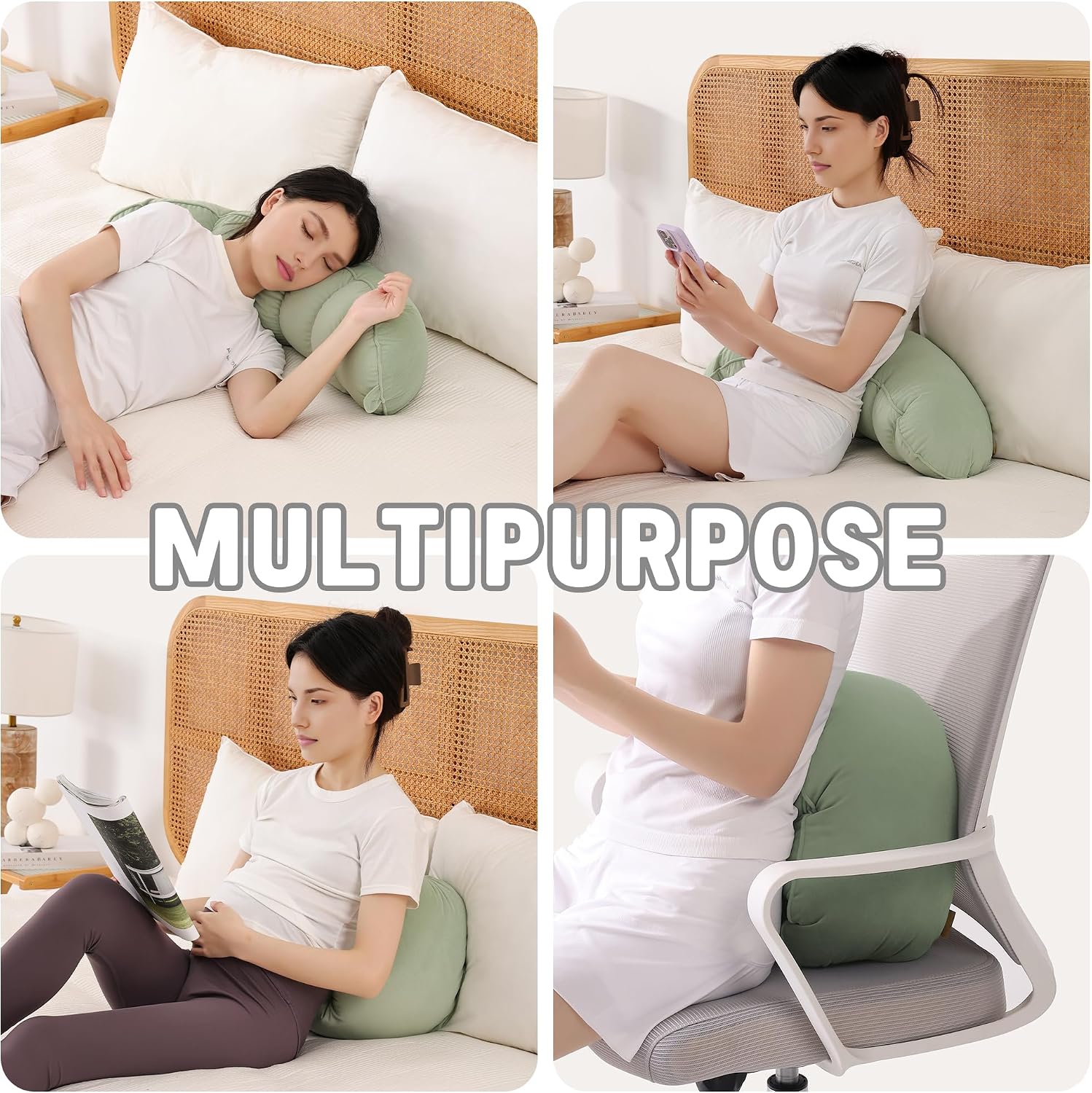 Peallow(Pat. Pend) – Long Round Body Pillow for Adults, Bolster Pillow for Sleeping, Soft and Supportive Pillow for Sleeping & Lumbar…
