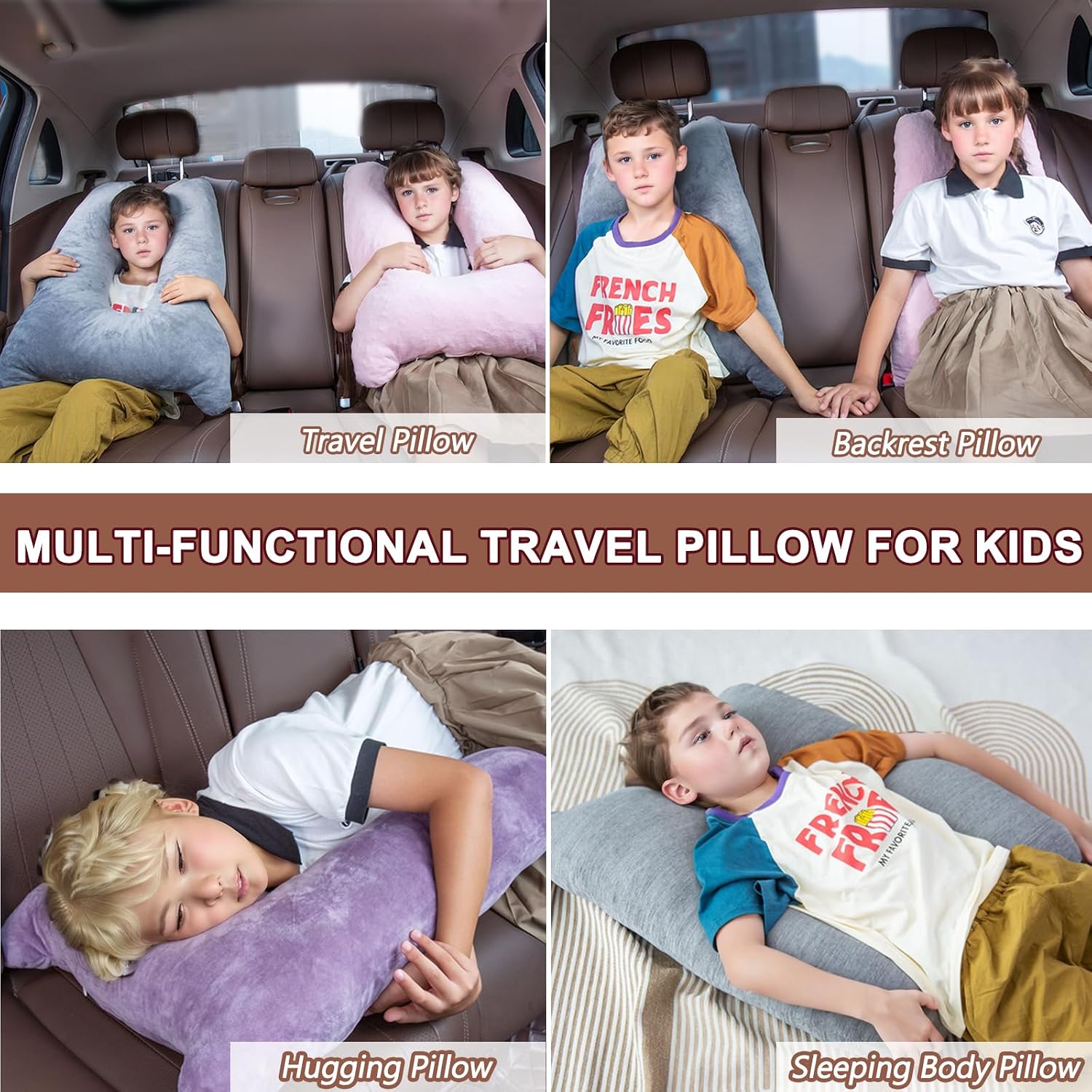 1 MIDDLE ONE Car Pillow for Kids, Memory Foam Travel Pillow for Car and Adults, Kid Travel Pillows for Sleeping on Road Trip, Small Body…